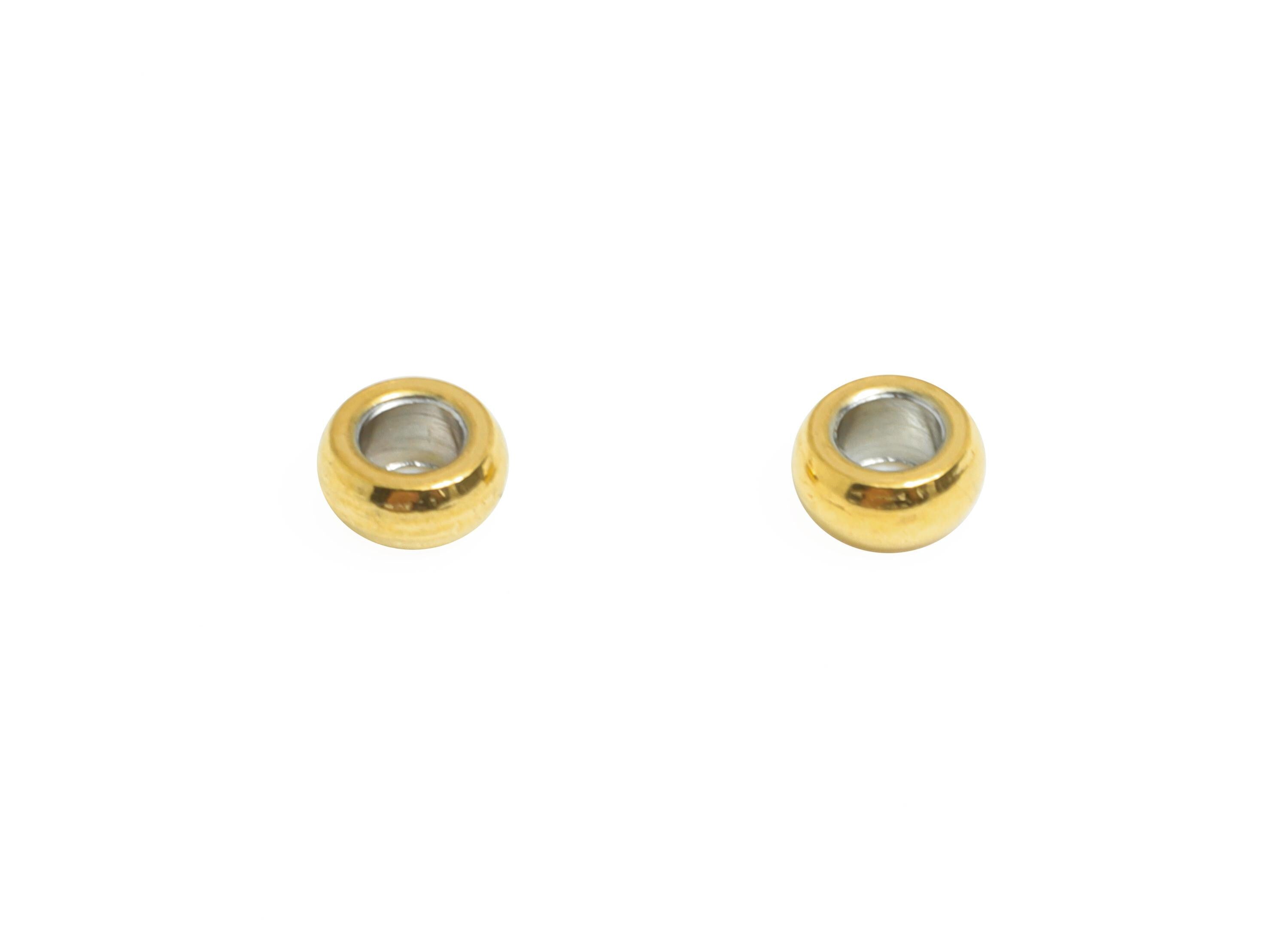 2.6mm Steel Round Spacer Bead - Metal Bead for Beading & Crafting - Jewelry Accessories for Necklace - 18K Vacuum Plated -2.6x2.6x1mm-SS2361