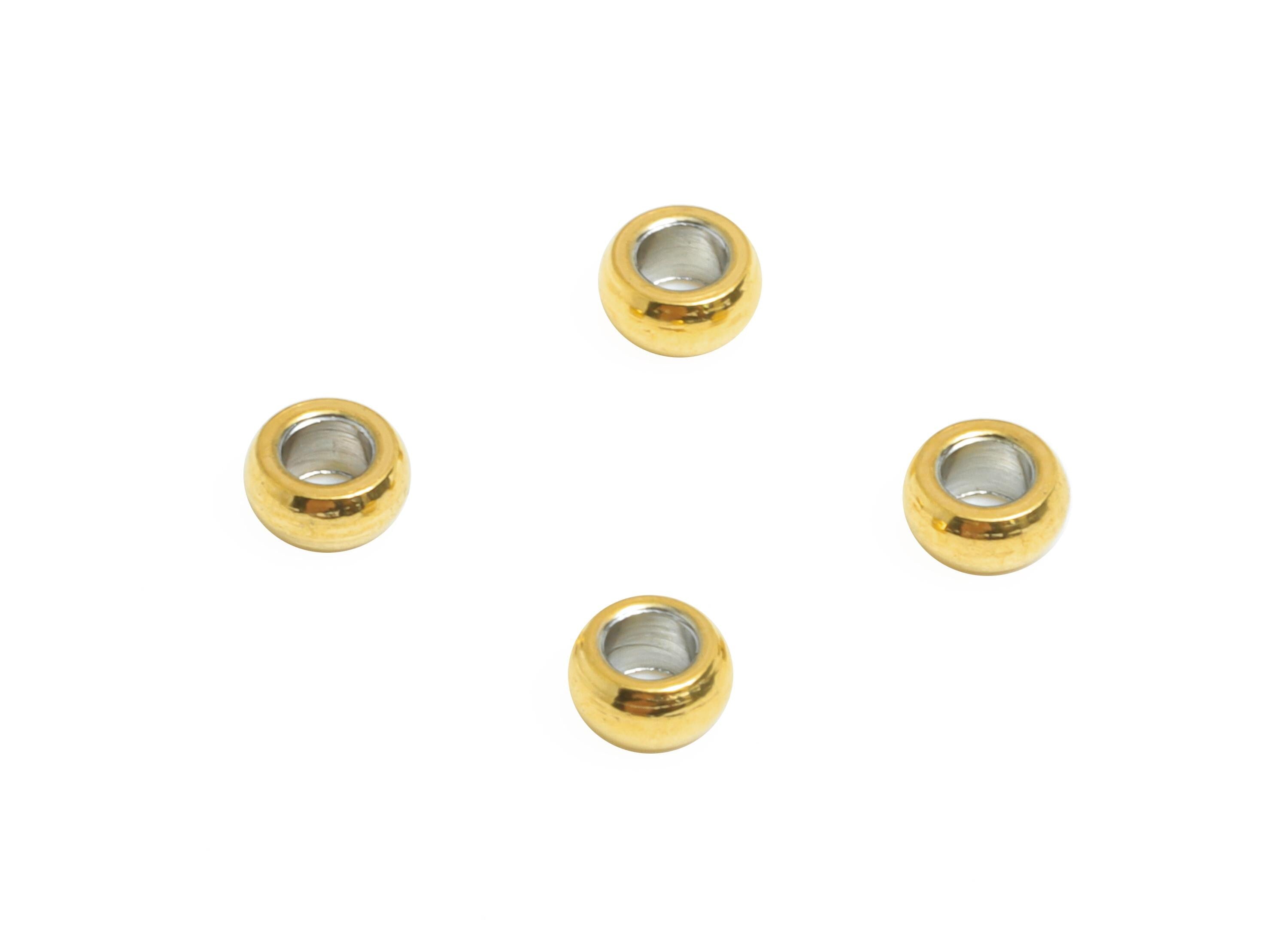 2.6mm Steel Round Spacer Bead - Metal Bead for Beading & Crafting - Jewelry Accessories for Necklace - 18K Vacuum Plated -2.6x2.6x1mm-SS2361