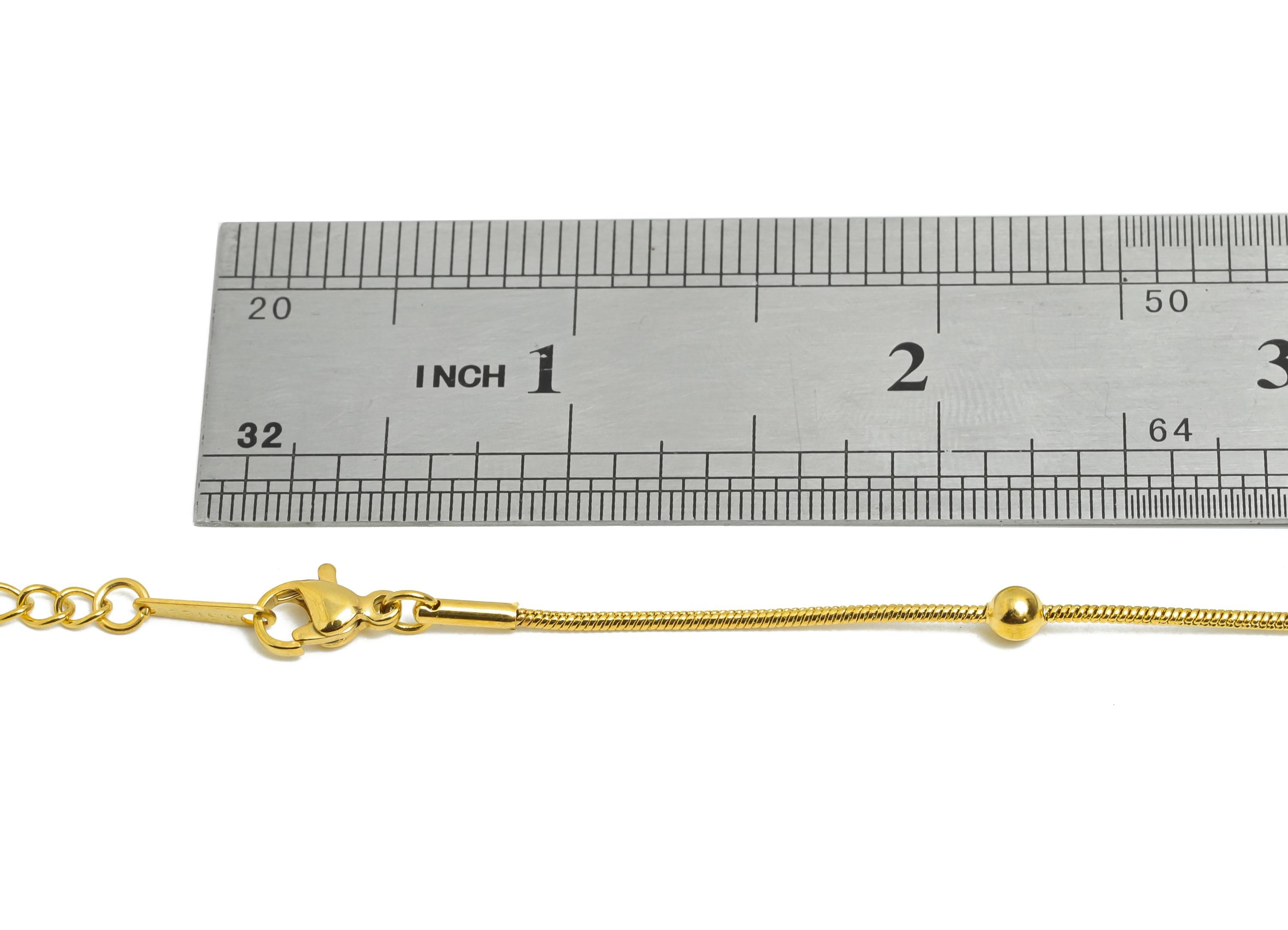 45+5cm Steel Bead Chain Necklace - 1.2mm Beaded Snake Chain - Adjustable Chain Jewelry - 18K Real Vacuum Plating - 28x4x4mm - SS2583G