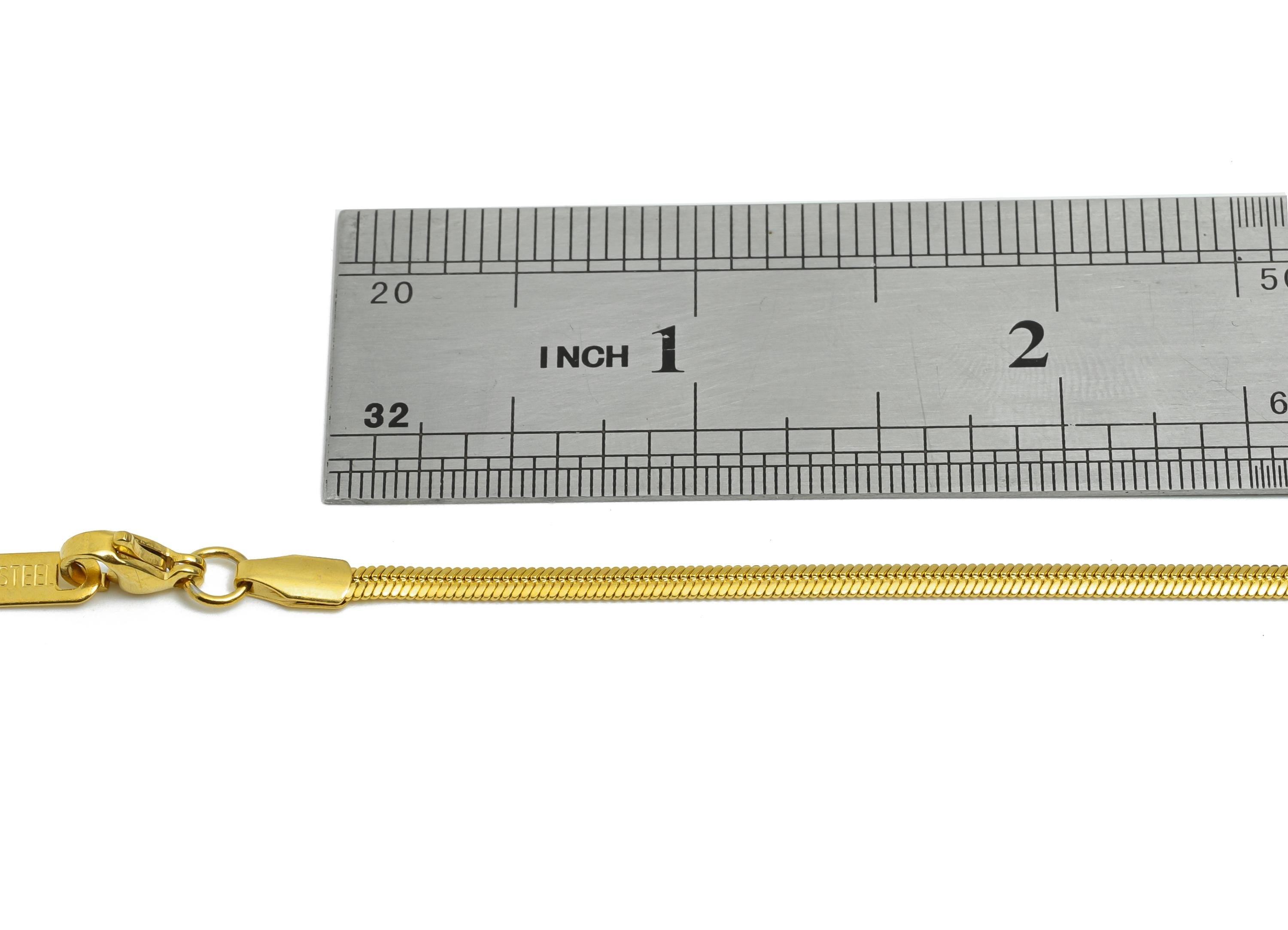 45+5cm Stainless Steel Snake Chain Necklace - Steel Unisex Snake Chain for Men & Women - 18K Real Vacuum Plating - 2.64x0.93mm - SS2585G