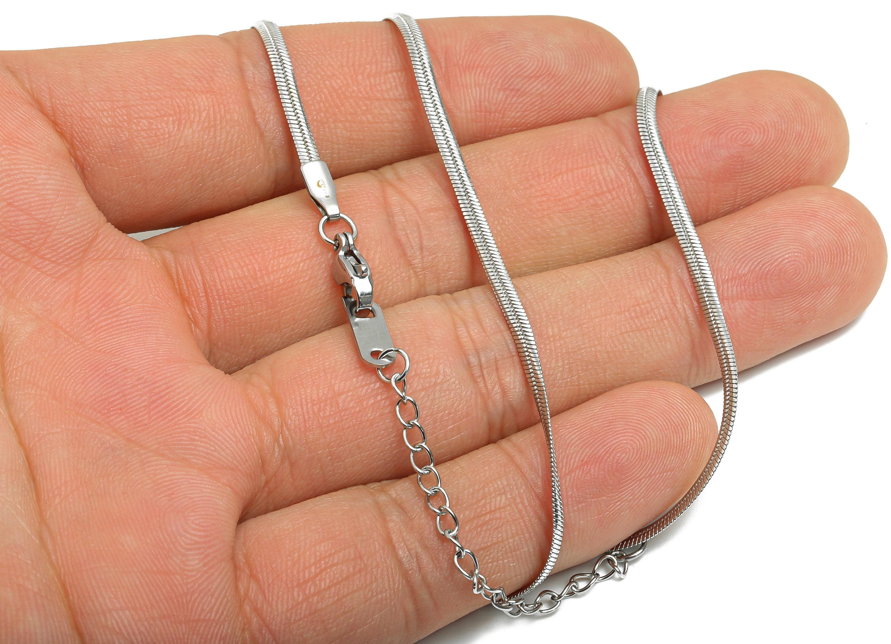45+5cm Stainless Steel Snake Chain Necklace - Steel Unisex Snake Chain for Men & Women - Lobster Clasp Chain Necklace - 2.36x0.76mm - SS2584