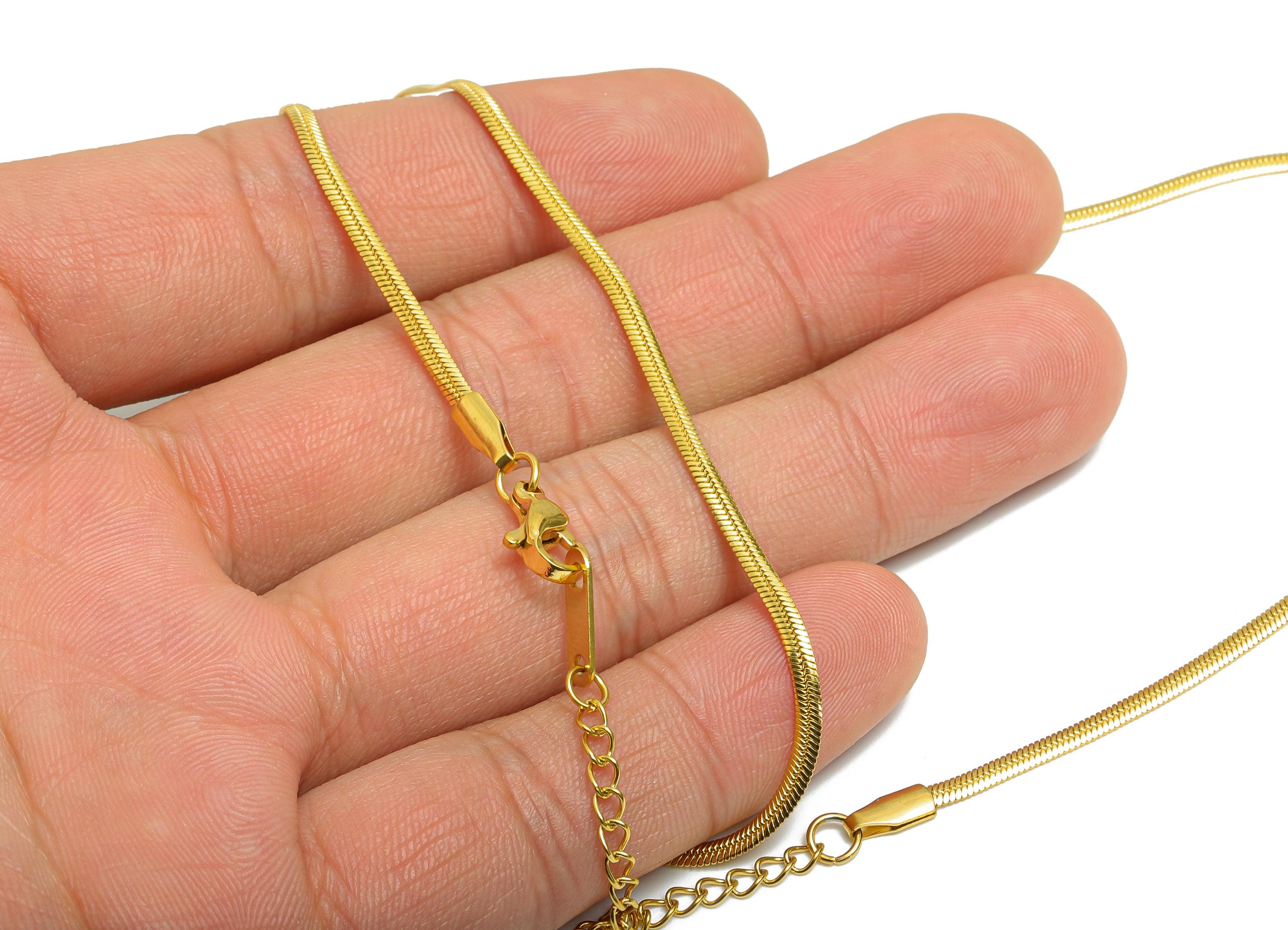 45+5cm Stainless Steel Snake Chain Necklace - Steel Unisex Snake Chain for Men & Women - 18K Real Vacuum Plating - 2.36x0.76mm - SS2584G