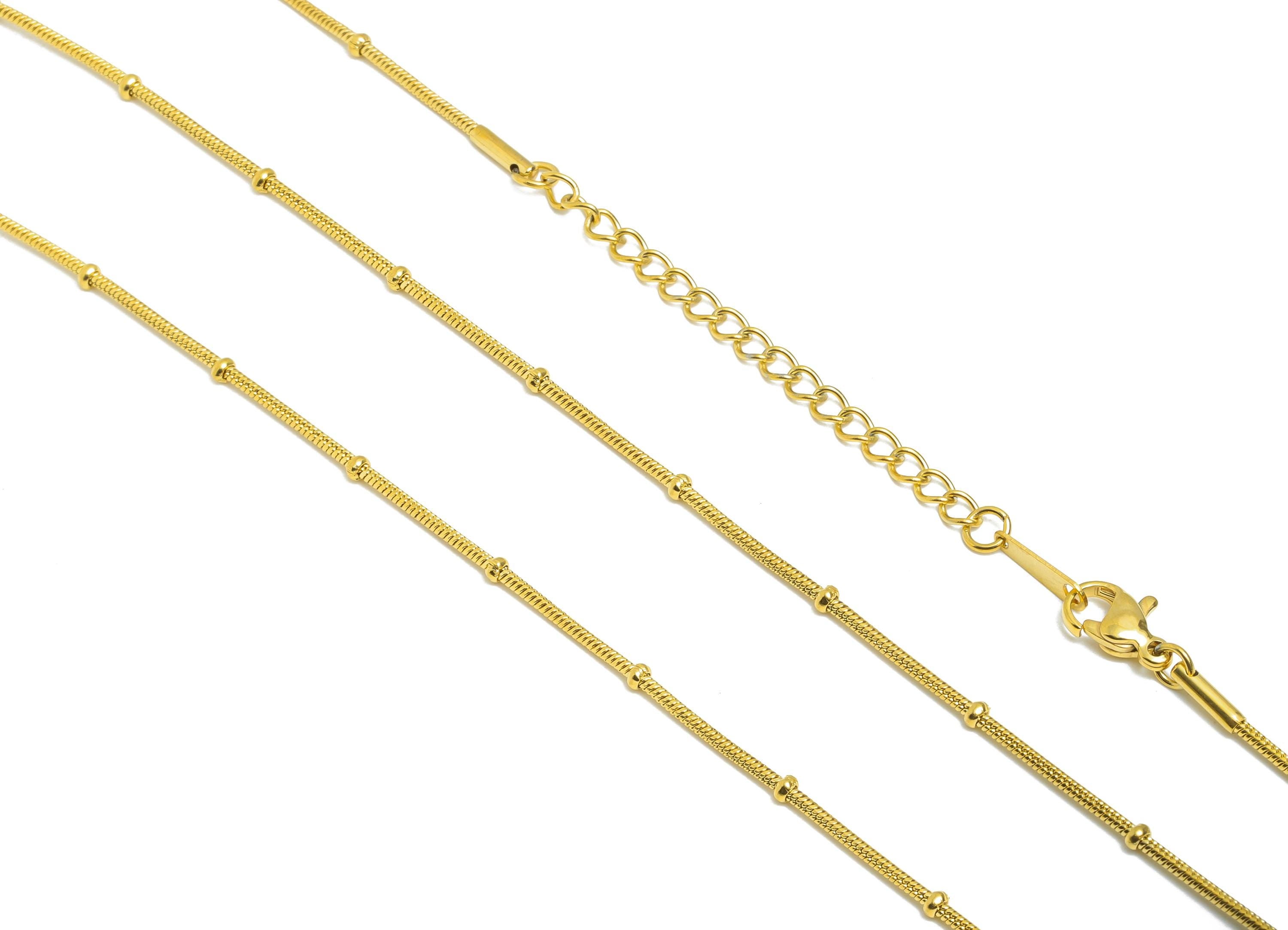 45+5cm Steel Bead Chain Necklace - 1.2mm Beaded Snake Chain- Adjustable Chain Jewelry - 18K Real Vacuum Plating - 17x2x1mm -SS2582G