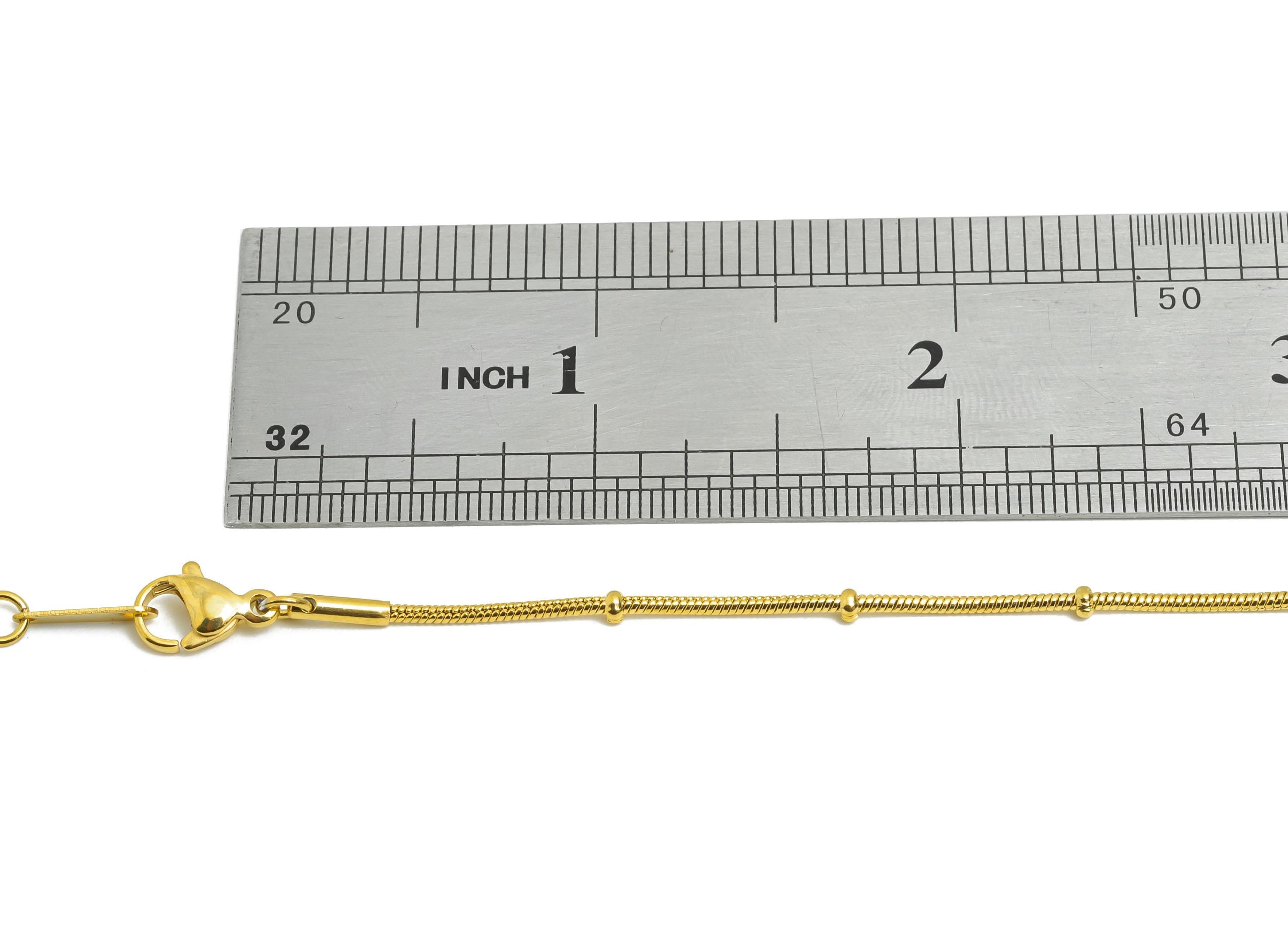 45+5cm Steel Bead Chain Necklace - 1.2mm Beaded Snake Chain- Adjustable Chain Jewelry - 18K Real Vacuum Plating - 17x2x1mm -SS2582G
