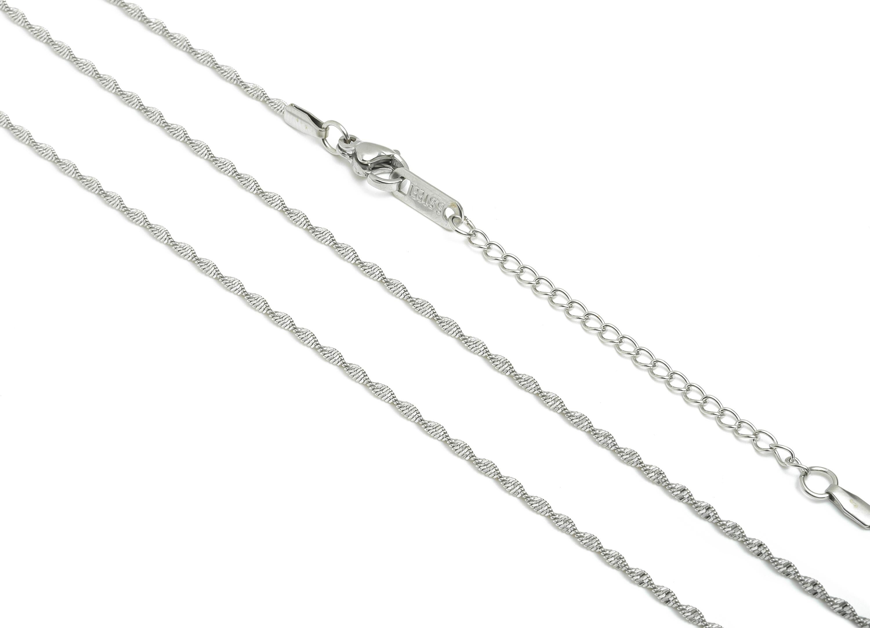 45+5cm Steel Twisted Rope Chain Necklace - Dainty Rope Chain Necklace - Unisex Minimalist Jewelry -  Steel Chain Necklace - 1x0.4mm - SS2579