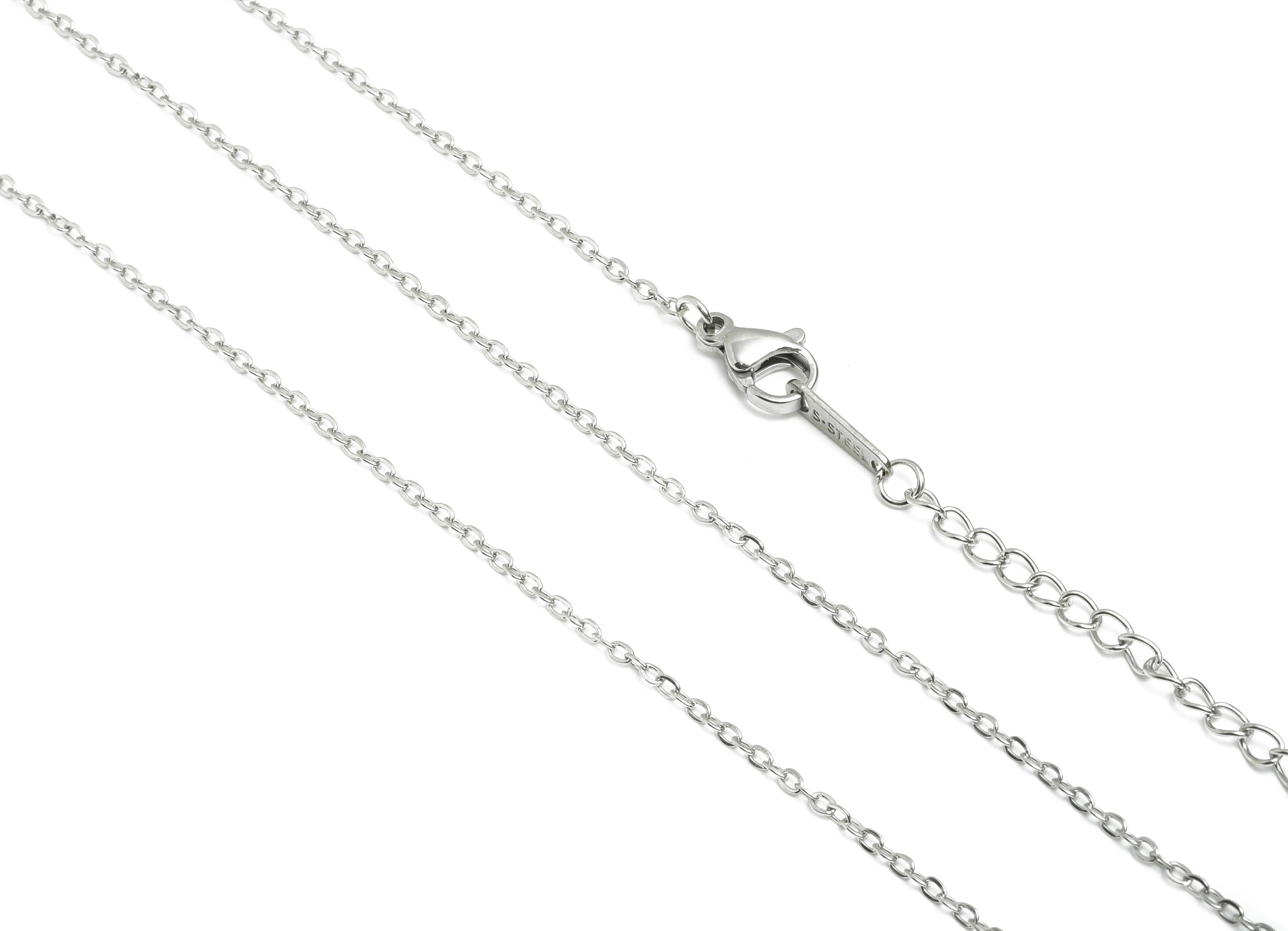 45+5cm Steel Cable Chain Necklace - Adjustable Cable Chain Necklace - Unisex Flat Cable Chain -  Steel Chain Necklace -  2x2x0.2mm- SS2578 - DOMEDBAZAAR