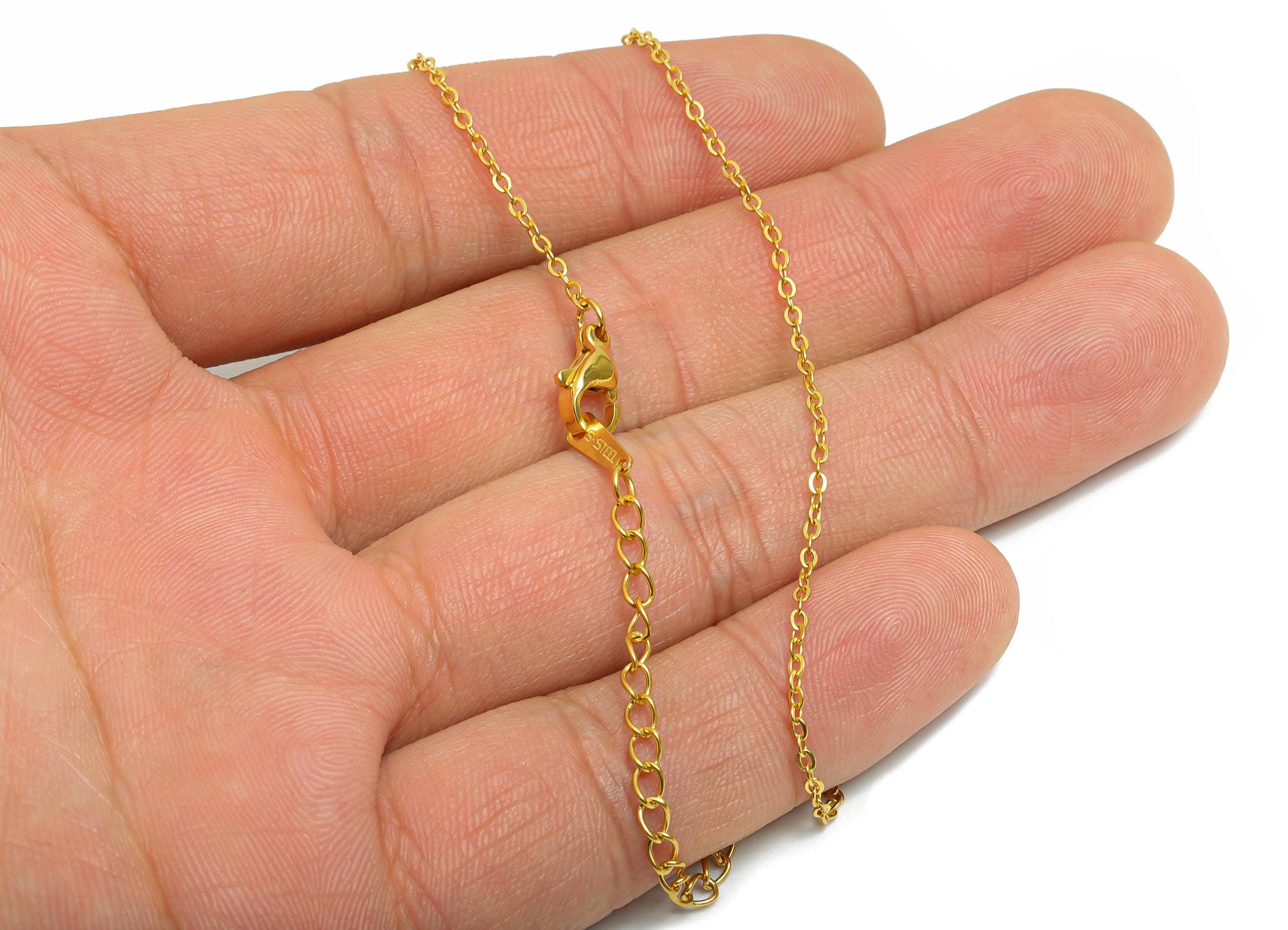 45+5cm Steel Cable Chain Necklace - Adjustable Cable Chain Necklace - Unisex Flat Cable Chain -  18K Real Vacuum Plating - 2x2x0.2mm-SS2578G - DOMEDBAZAAR