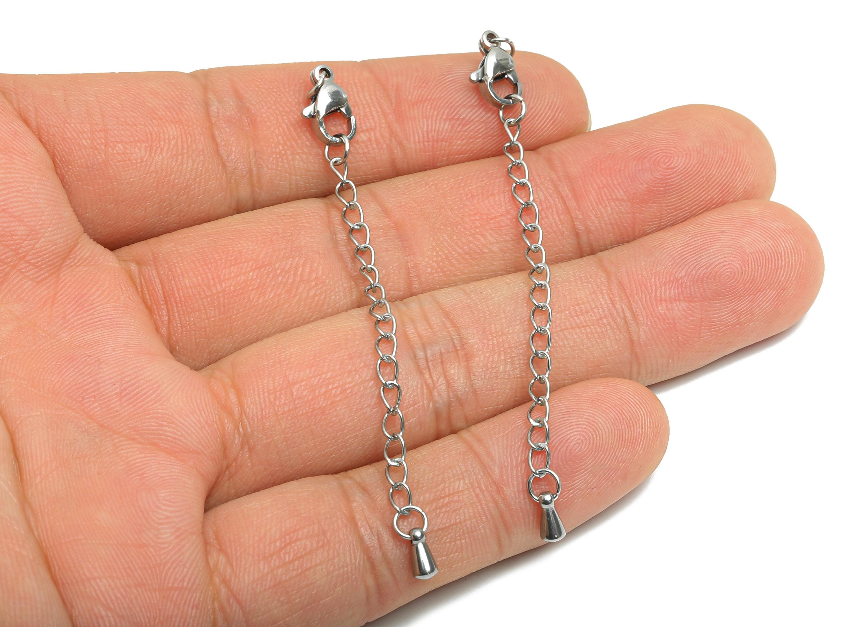 5cm Stainless Steel Chain Extender - Adjustable Necklace Extender - Lobster Clasp Extension - Extender for Chain With Drop Bead - SS2587 - DOMEDBAZAAR