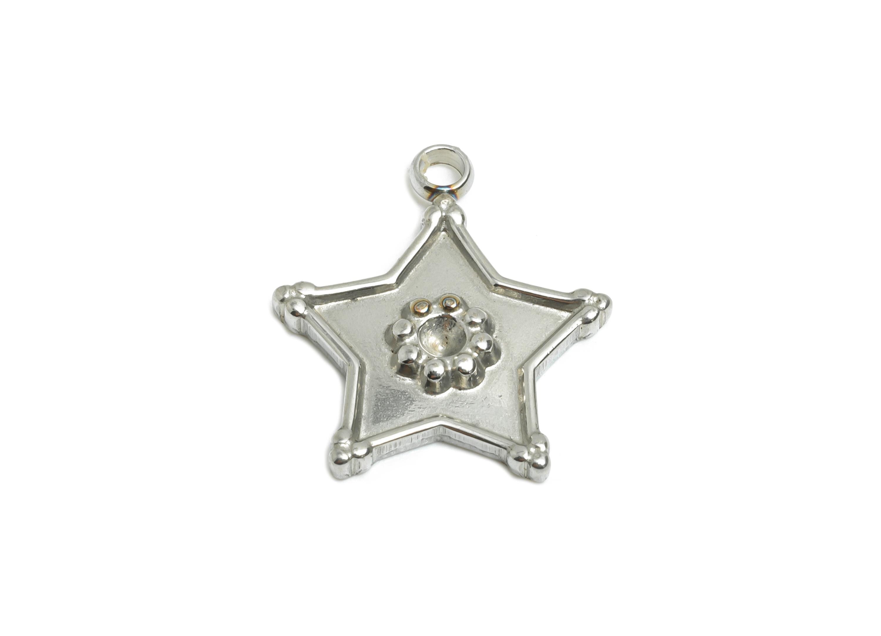 Stainless Steel Star Charms - Radiant Celestial Star Pendant - Silver Steel Jewelry Component - Steel Findings - 17.12x15.1x2.35mm - SS2572 - DOMEDBAZAAR