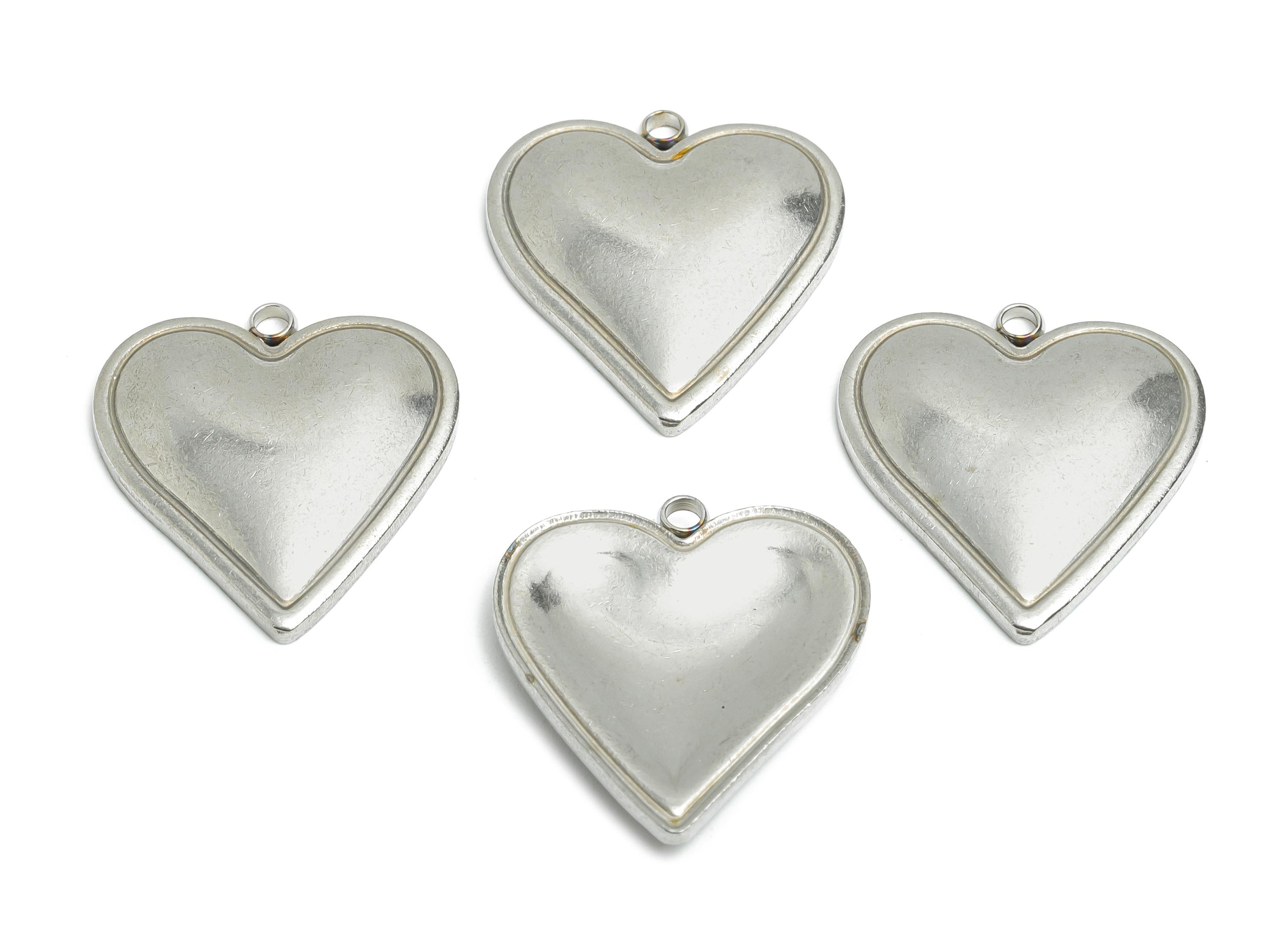 Stainless Steel Heart Charms - Sleek Heart Pendant - Modern Heart Jewelry Piece - Vintage Heart Shape Jewelry DIY - 22.32x20.3x3mm - SS2547 - DOMEDBAZAAR