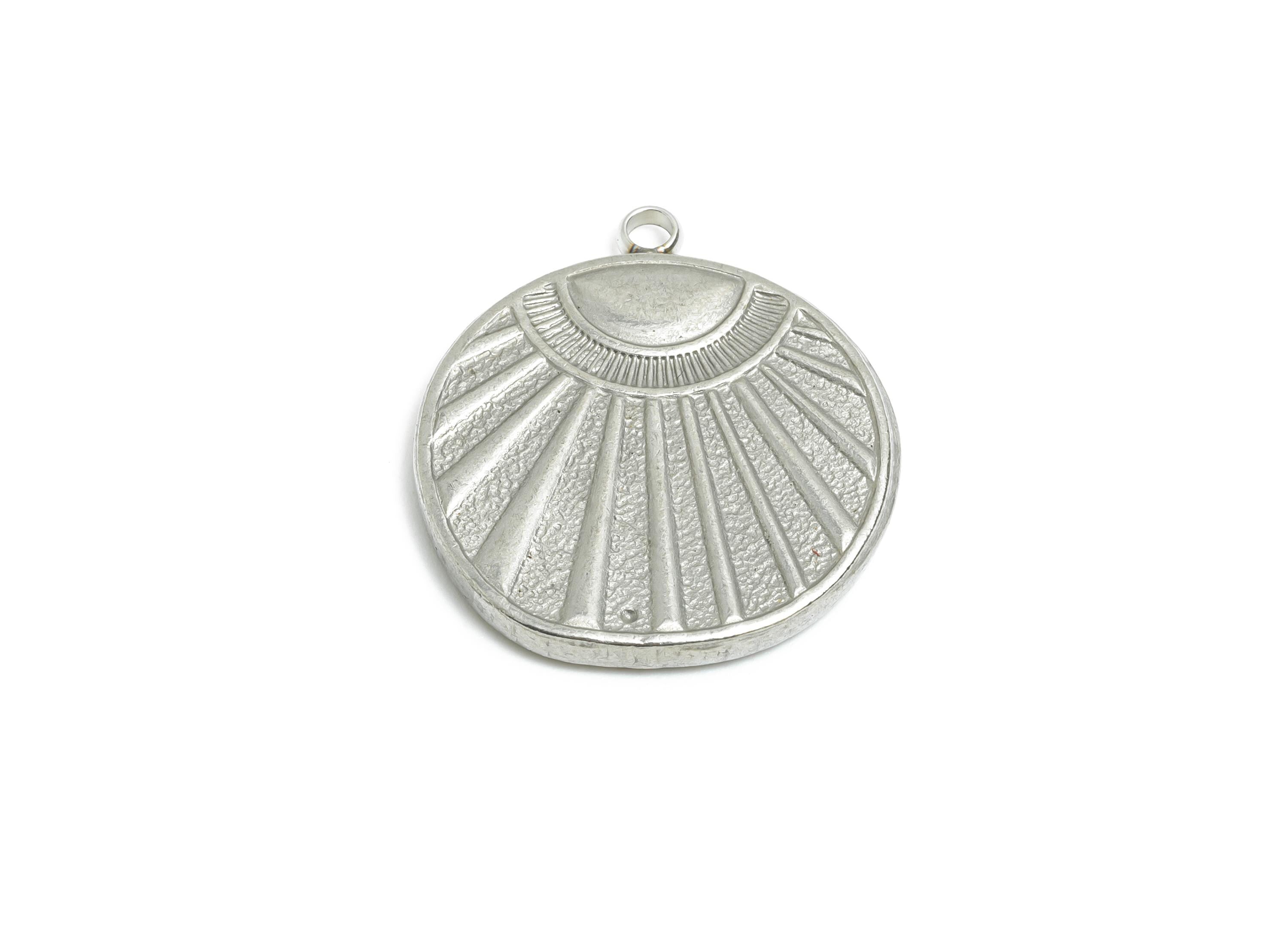Stainless Steel Sunburst Pendant - Sunlight Medallion Charm - Morning Rays Pendant - Steel Abstract Rising Sun Jewelry - 23x20x2mm-SS2573 - DOMEDBAZAAR