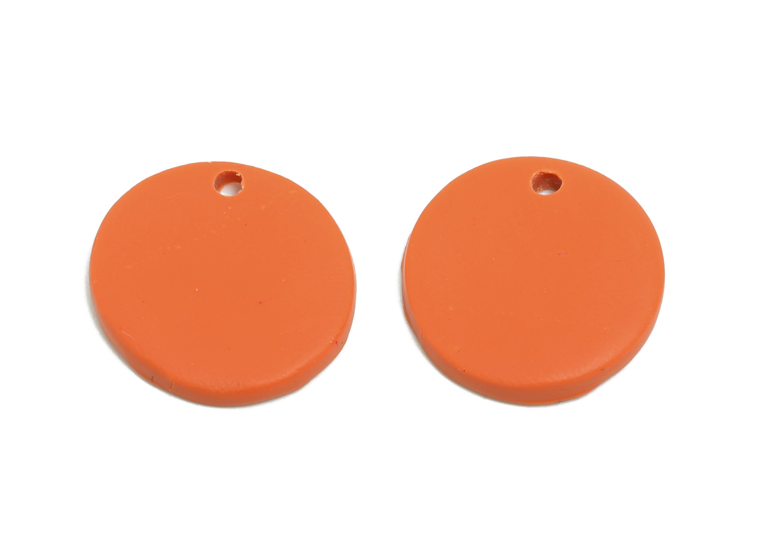 Polymer Clay Round Charms - Handmade Orange Charms - Earring Findings - Bold Geometric Fashion - Whimsical  Polymer Clay - 18x18x2mm-PC2420