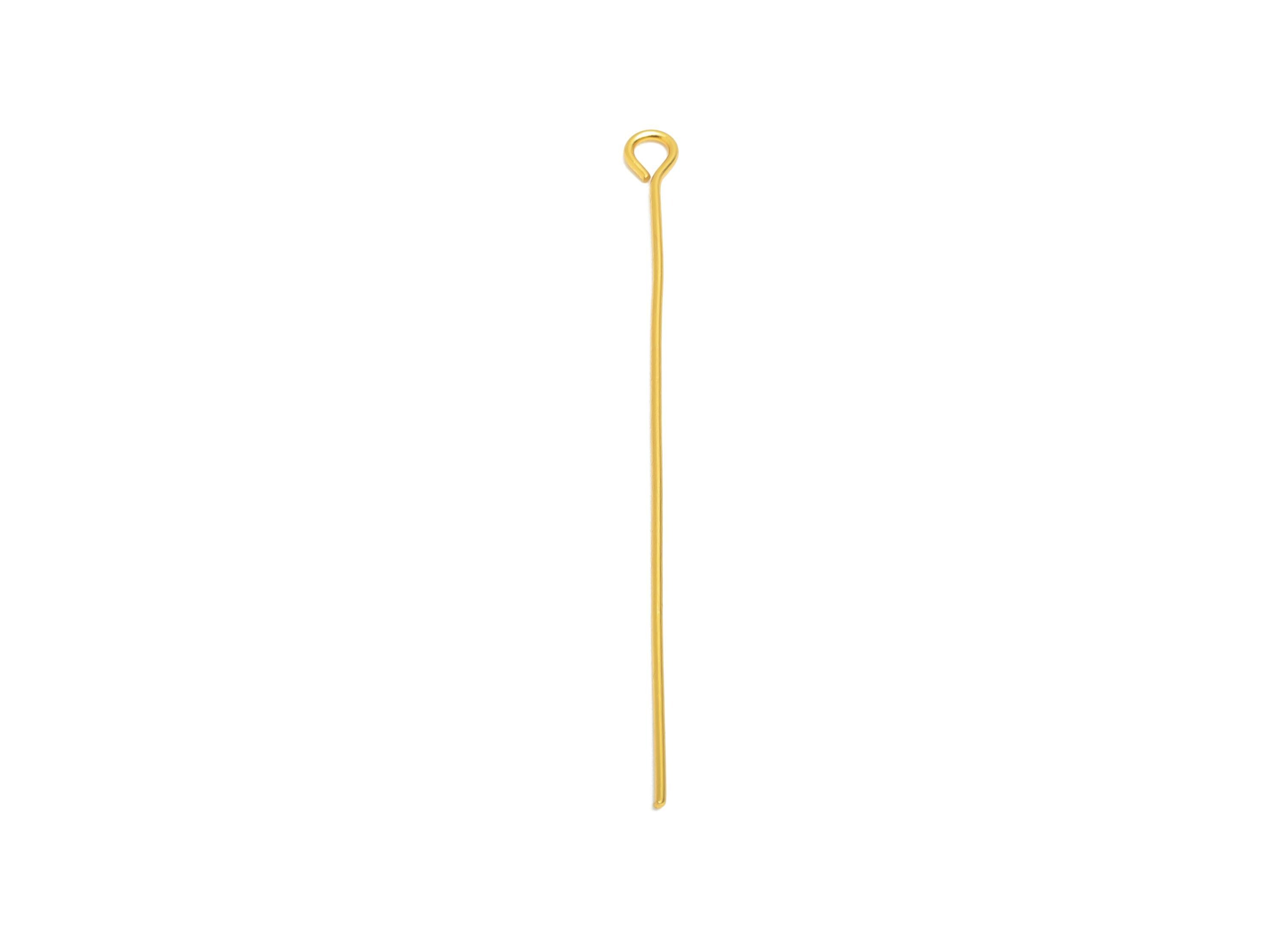 0.7*50mm Steel Eye Pin - Beading Eye Pins for Jewelry - Bulk Eye Beading Supplies for Handmade Jewelry - 18K Real Vacuum Plating -SS2131-50G - DOMEDBAZAAR