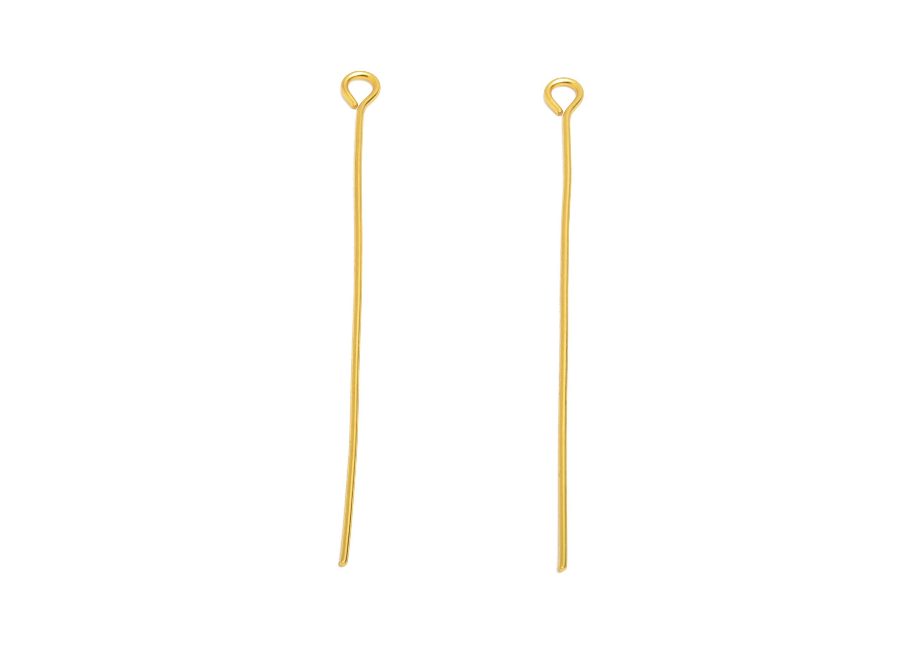 0.7*50mm Steel Eye Pin - Beading Eye Pins for Jewelry - Bulk Eye Beading Supplies for Handmade Jewelry - 18K Real Vacuum Plating -SS2131-50G - DOMEDBAZAAR