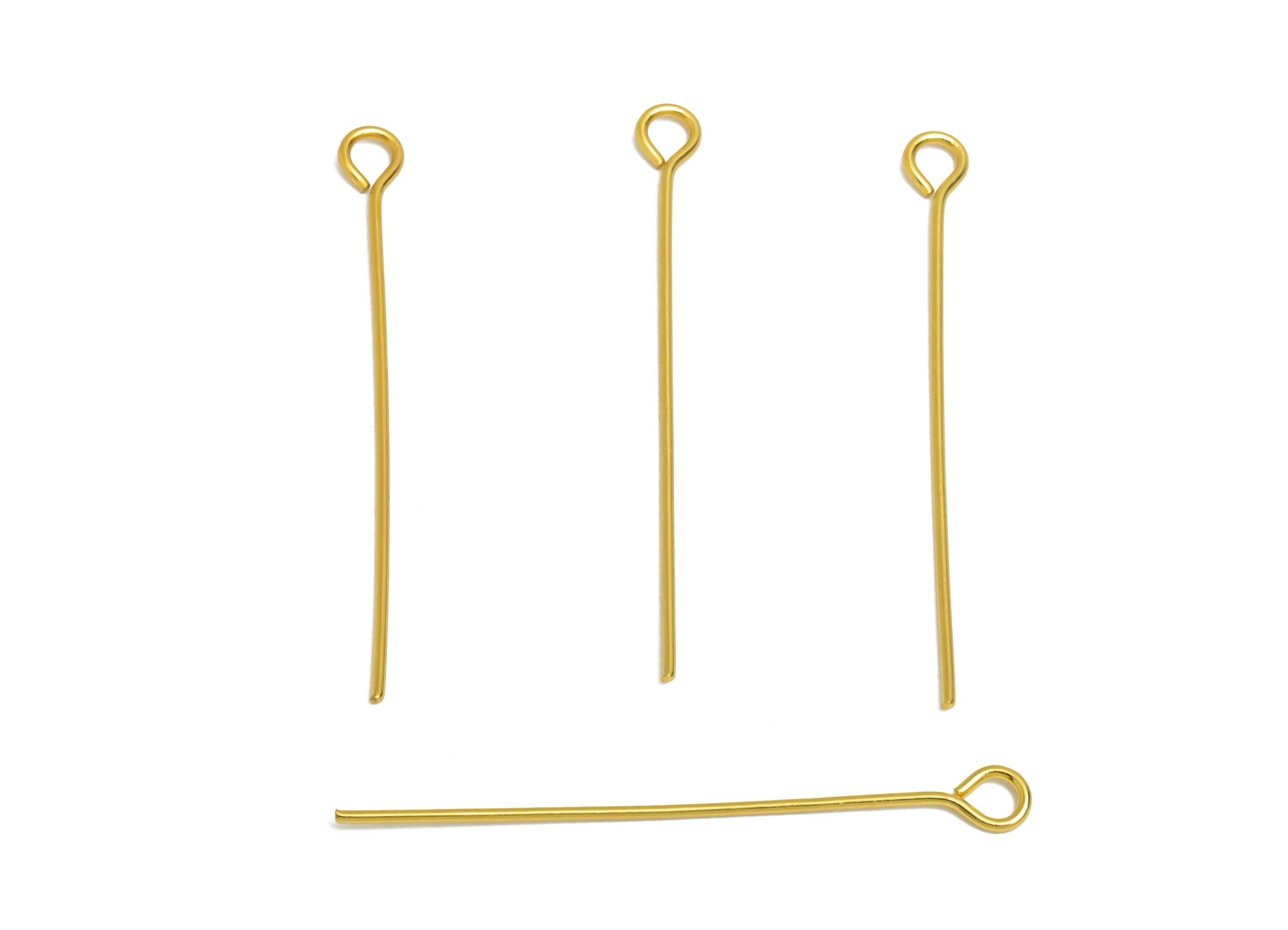 0.7*35mm Steel Eye Pin - Beading Eye Pins for Jewelry - Bulk Eye Beading Supplies for Handmade Jewelry - 18K Real Vacuum Plating -SS2131-35G