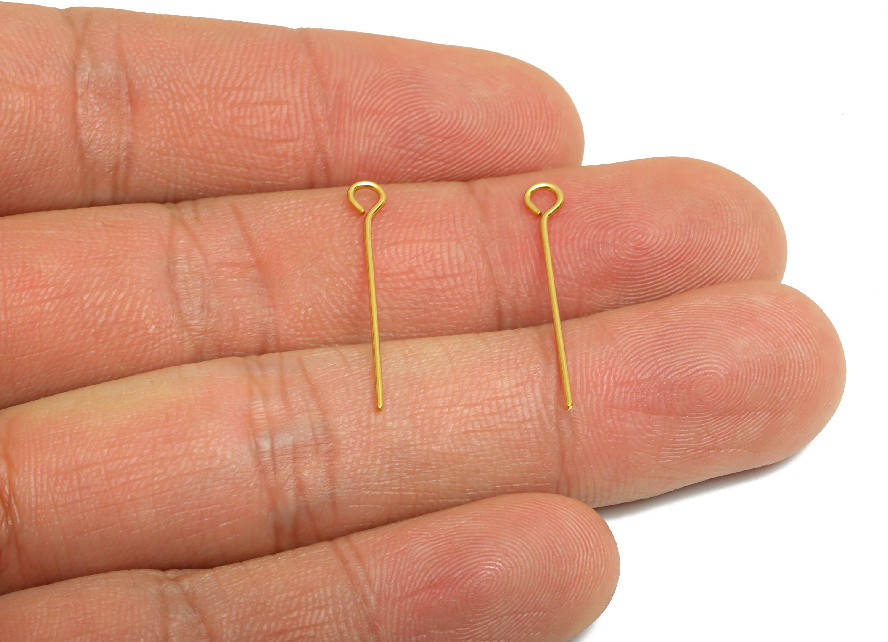 0.7*25mm Steel Eye Pin - Beading Eye Pins for Jewelry - Bulk Eye Beading Supplies for Handmade Jewelry - 18K Real Vacuum Plating- SS2131-25G