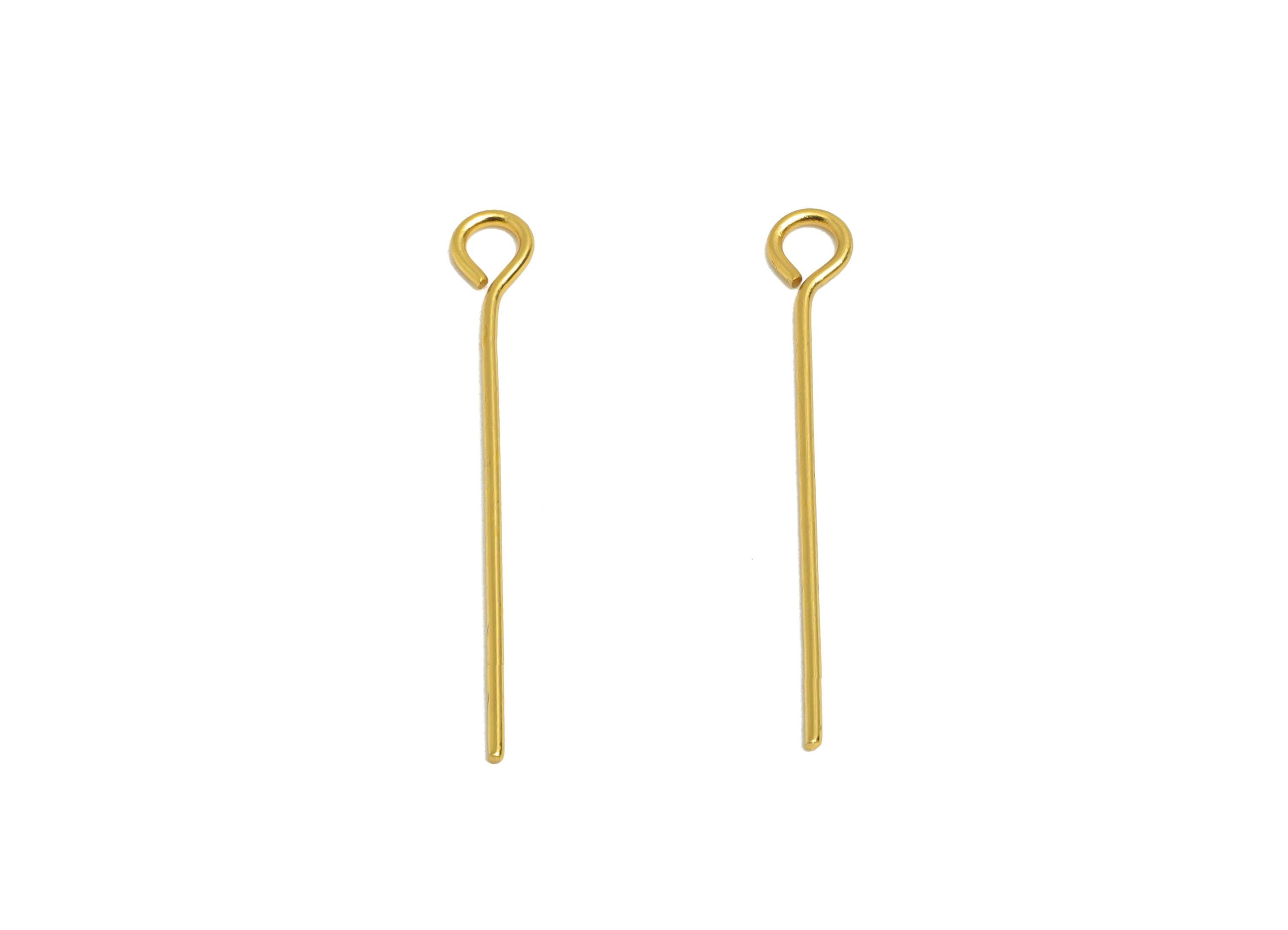 0.7*22mm Steel Eye Pin - Beading Eye Pins for Jewelry - Bulk Eye Beading Supplies for Handmade Jewelry - 18K Real Vacuum Plating -SS2131-22G