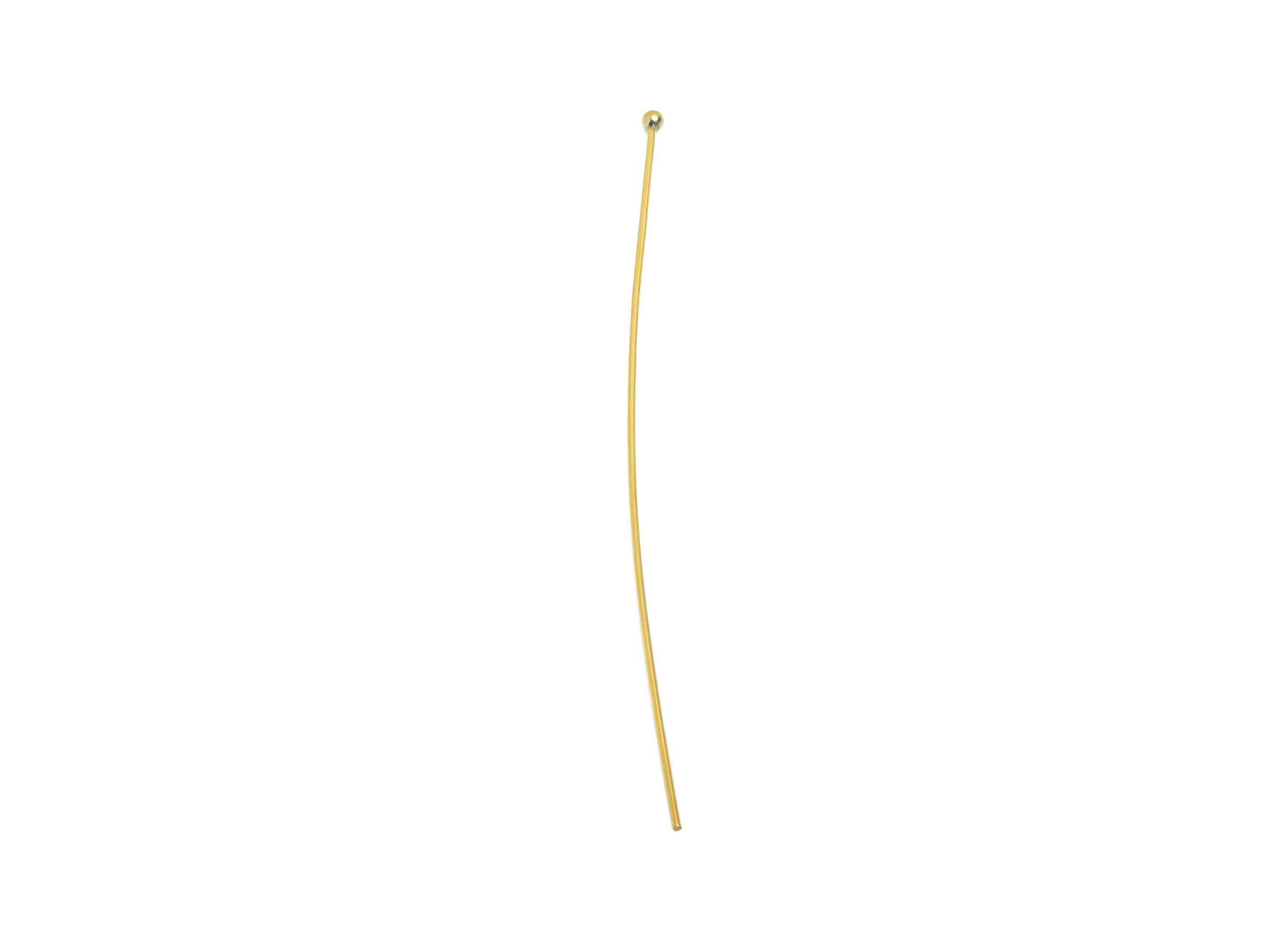 0.7*70mm Steel Ball Head Pin - Ball Head Pin Crafting & Beading Headpin - Ball Head Pins for Jewelry - 18K Real Vacuum Plating -SS2132-70G - DOMEDBAZAAR