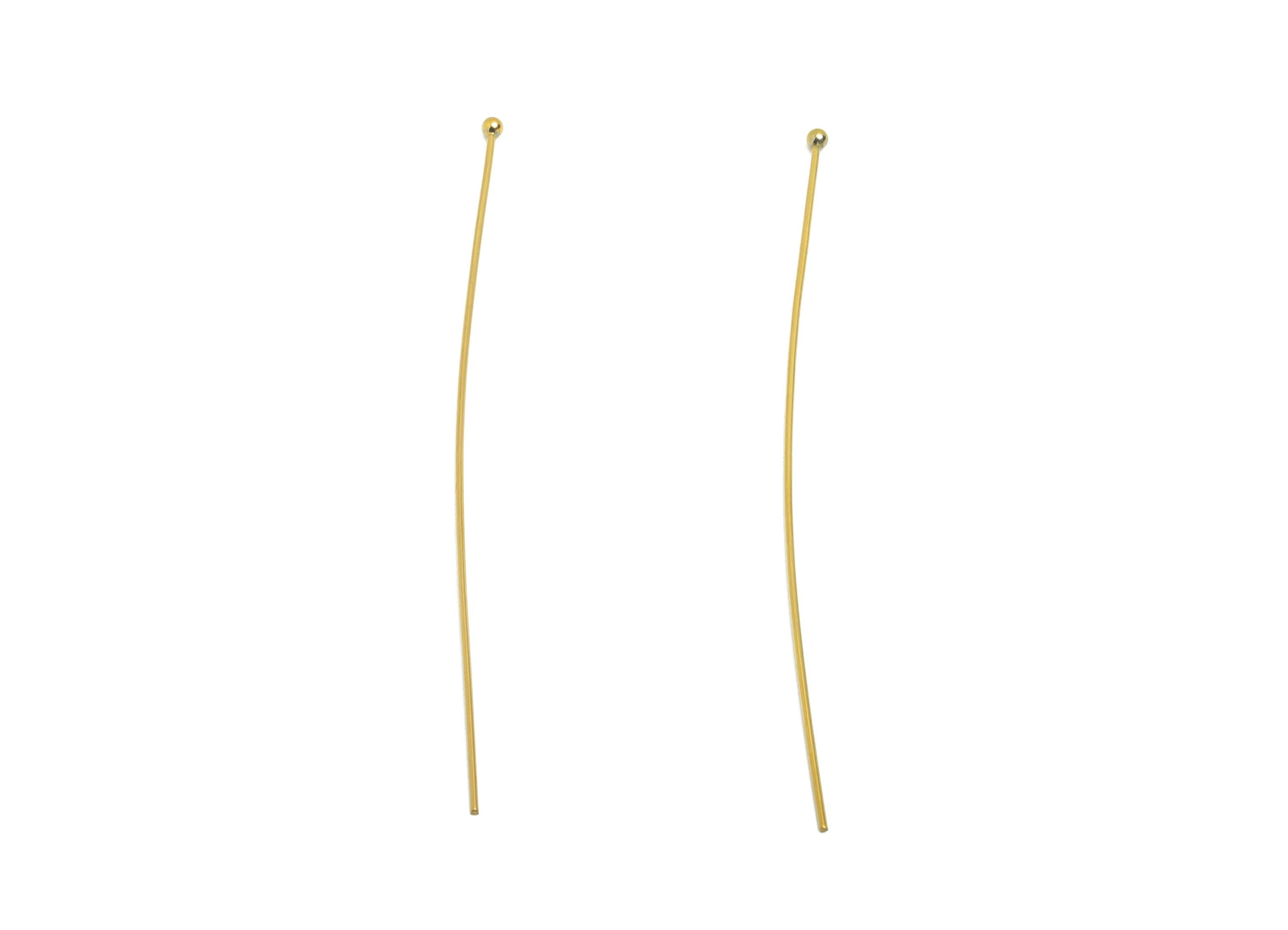 0.7*70mm Steel Ball Head Pin - Ball Head Pin Crafting & Beading Headpin - Ball Head Pins for Jewelry - 18K Real Vacuum Plating -SS2132-70G - DOMEDBAZAAR