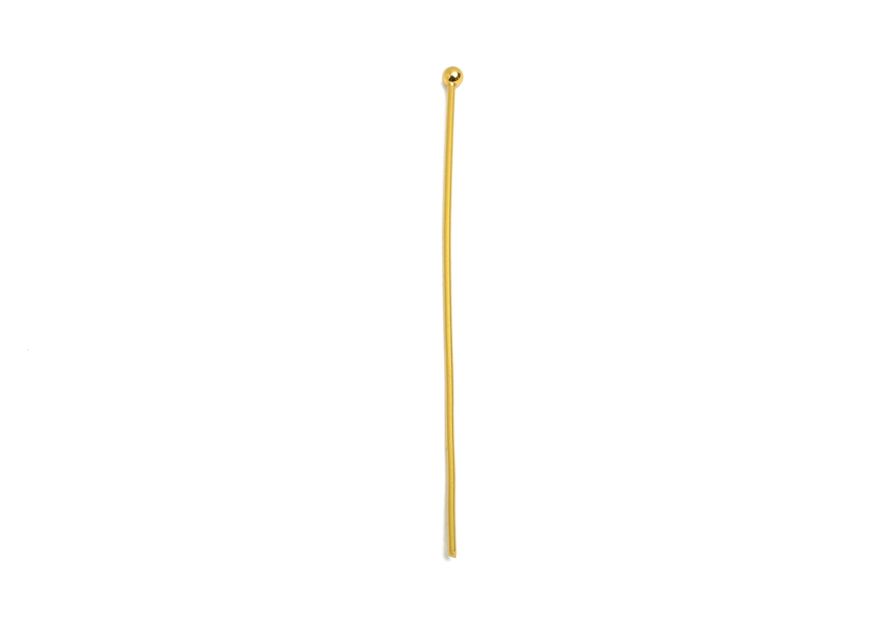 0.7*50mm Steel Ball Head Pin - Ball Head Pin Crafting & Beading Headpin - Ball Head Pins for Jewelry - 18K Real Vacuum Plating - SS2132-50G - DOMEDBAZAAR