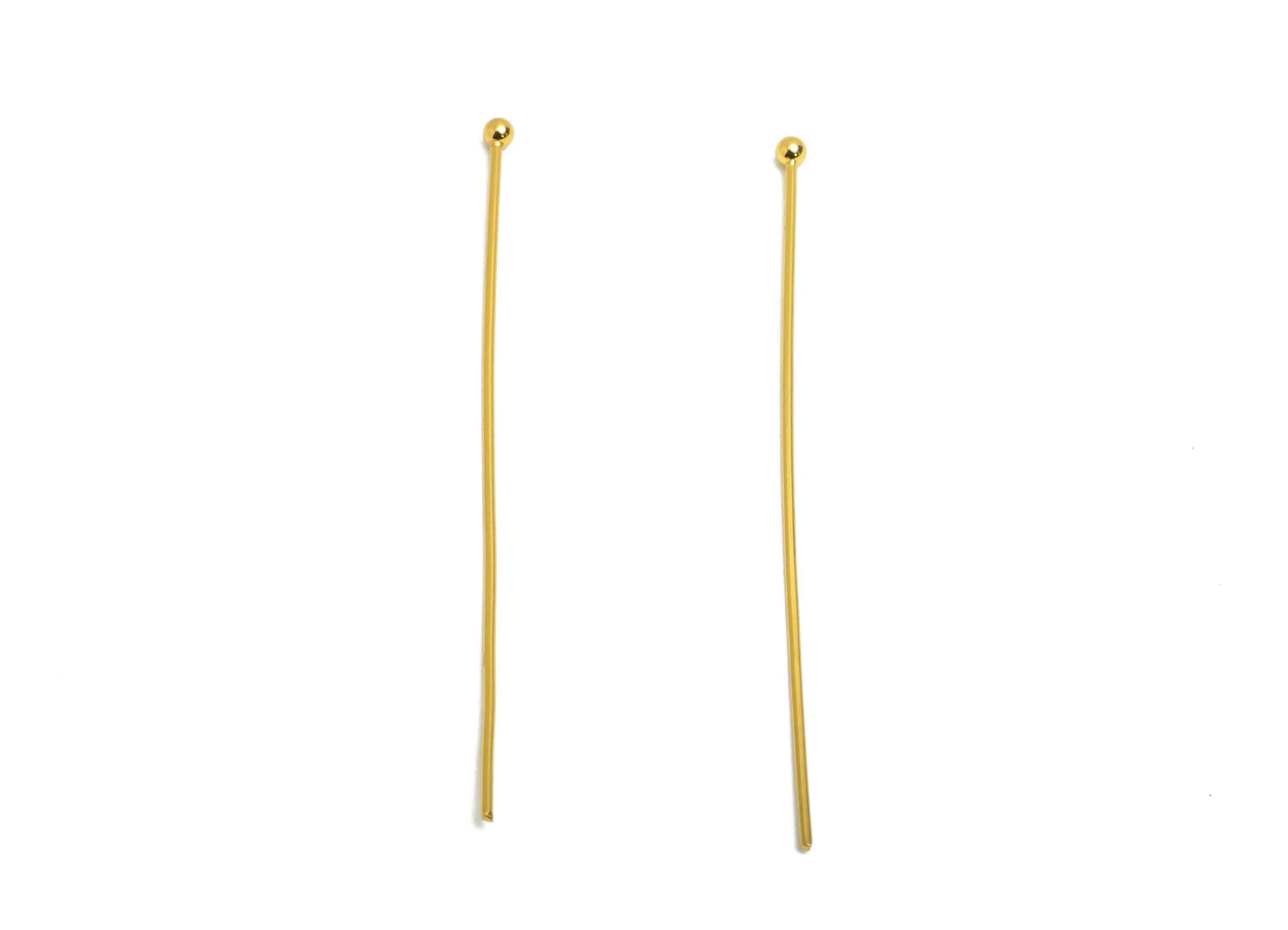 0.7*50mm Steel Ball Head Pin - Ball Head Pin Crafting & Beading Headpin - Ball Head Pins for Jewelry - 18K Real Vacuum Plating - SS2132-50G - DOMEDBAZAAR
