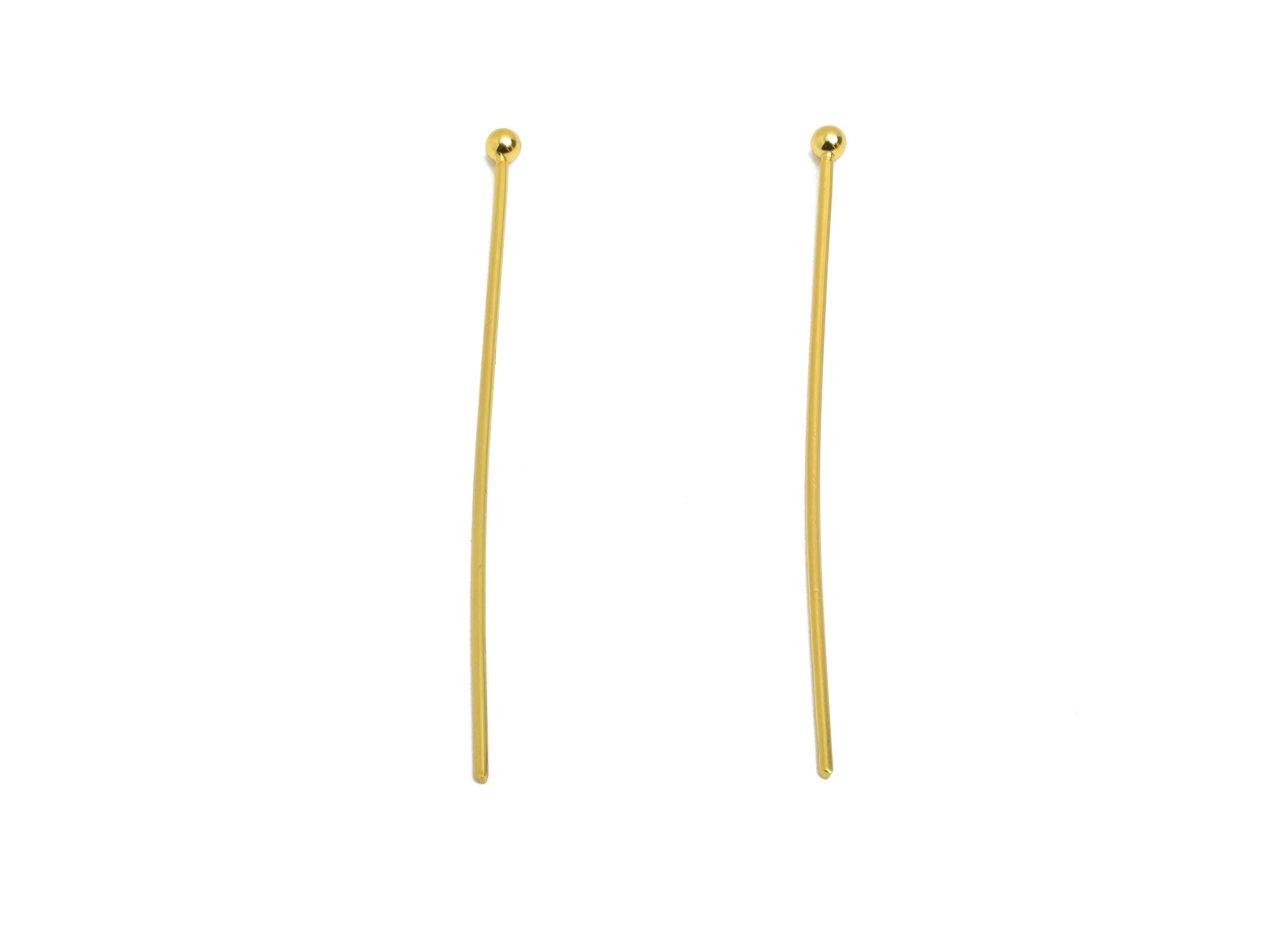 0.7*40mm Steel Ball Head Pin - Ball Head Pin Crafting & Beading Headpin - Ball Head Pins for Jewelry - 18K Real Vacuum Plating - SS2132-40G