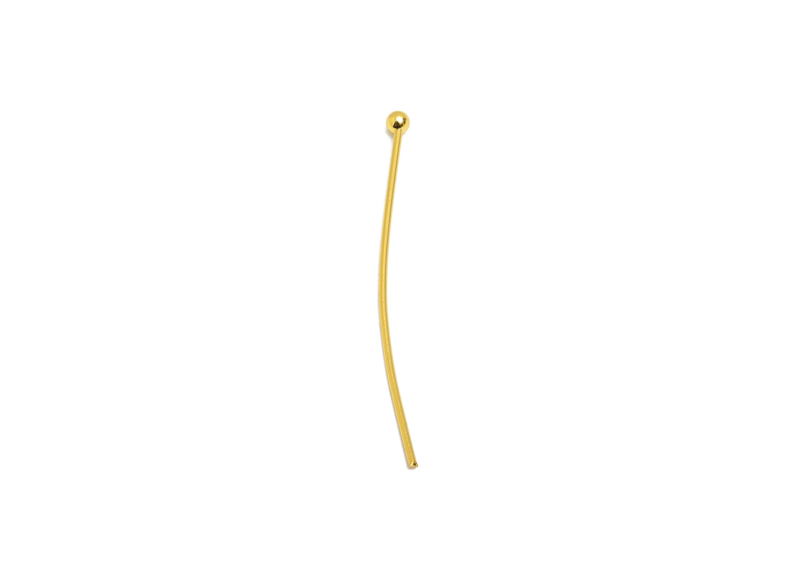 0.7*35mm Steel Ball Head Pin - Ball Head Pin Crafting & Beading Headpin - Ball Head Pins for Jewelry - 18K Real Vacuum Plating - SS2132-35G