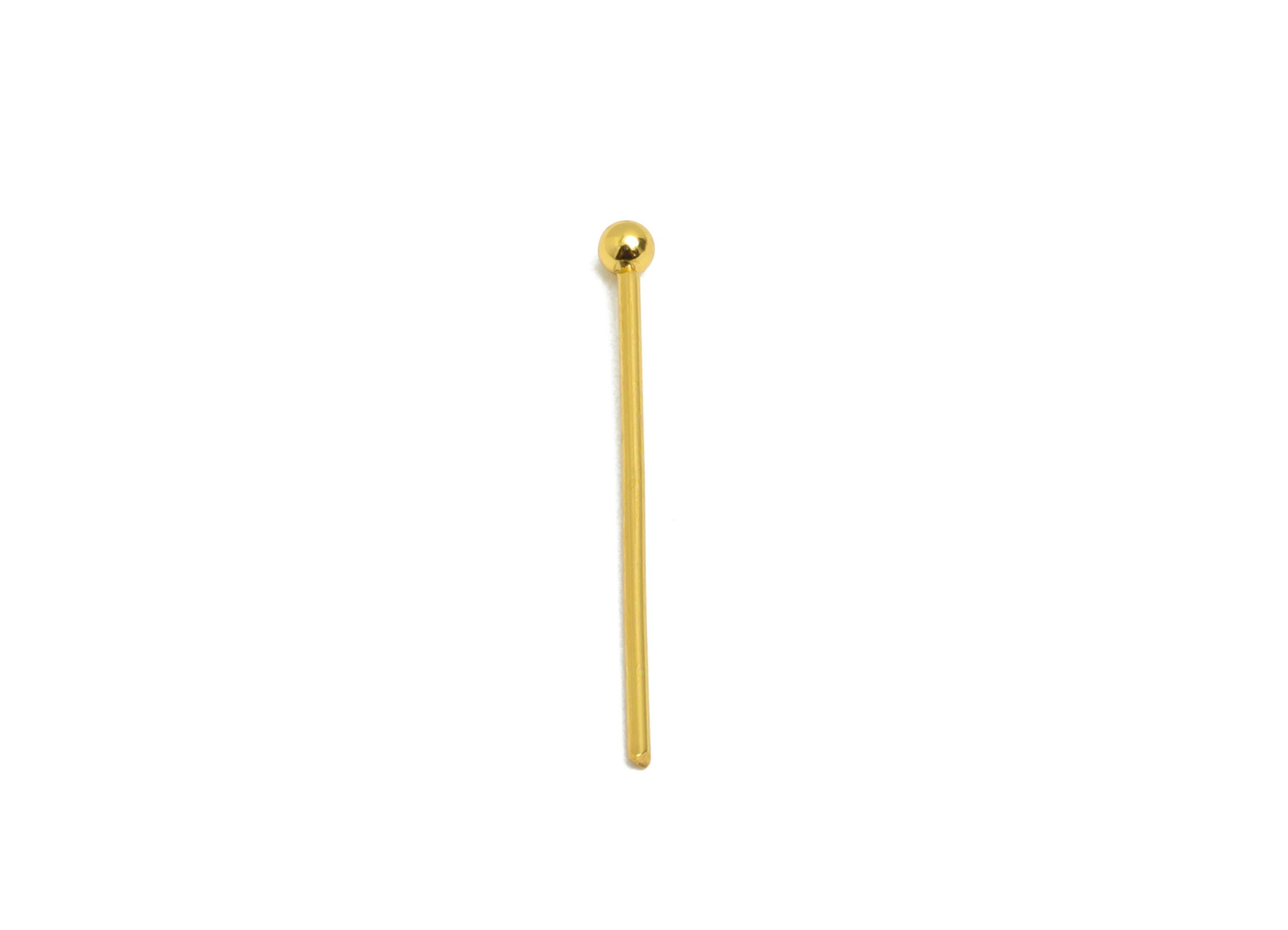 0.7*20mm Steel Ball Head Pin - Ball Head Pin Crafting & Beading Headpin - Ball Head Pins for Jewelry - 18K Real Vacuum Plating -SS2132-20G