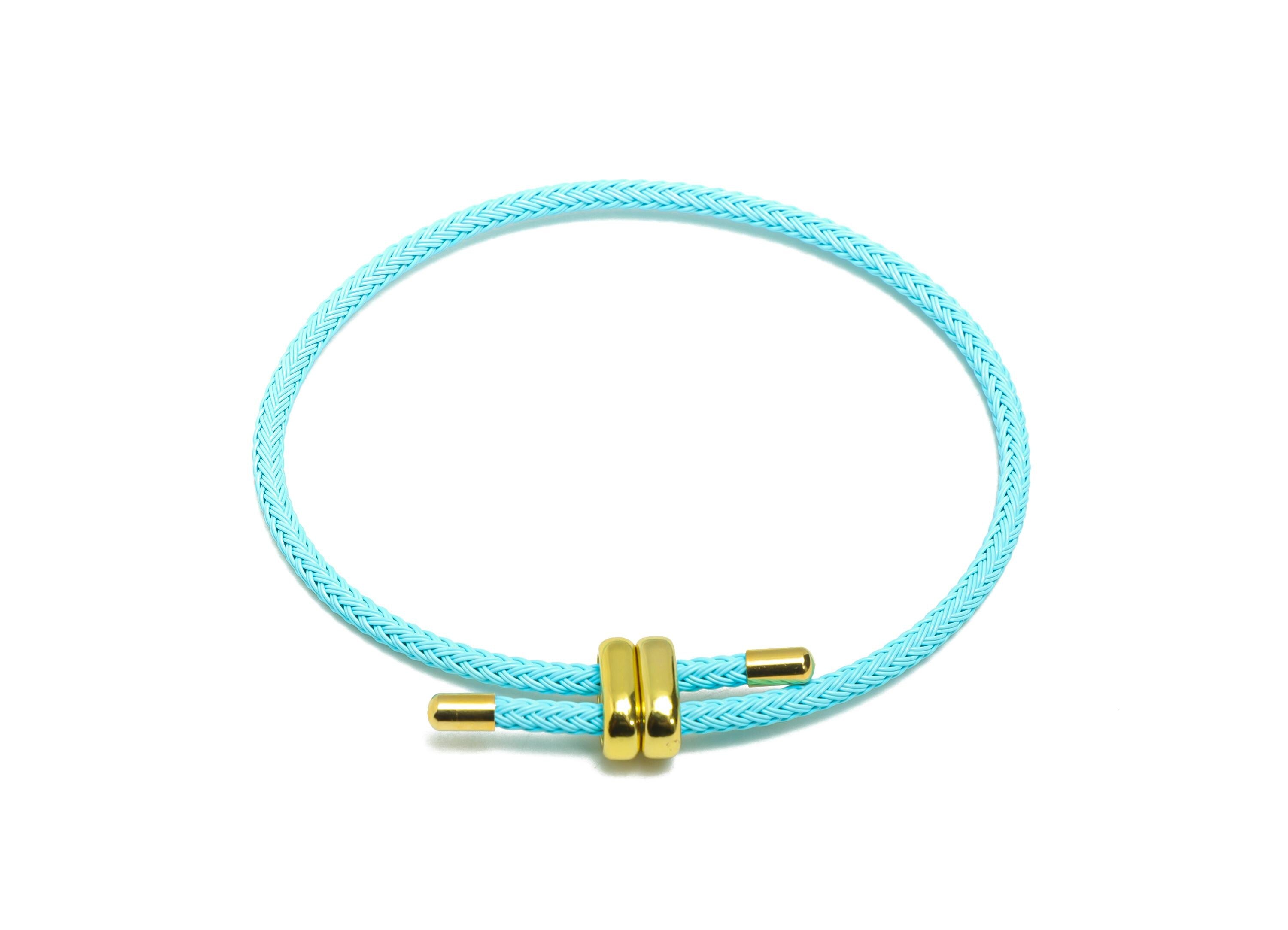 Braided Rope Bracelet With Stainless Steel Clasp - Brass Adjustable Beading Woven Cord Bracelet - Casual Everyday Bracelet Making -HM1070A