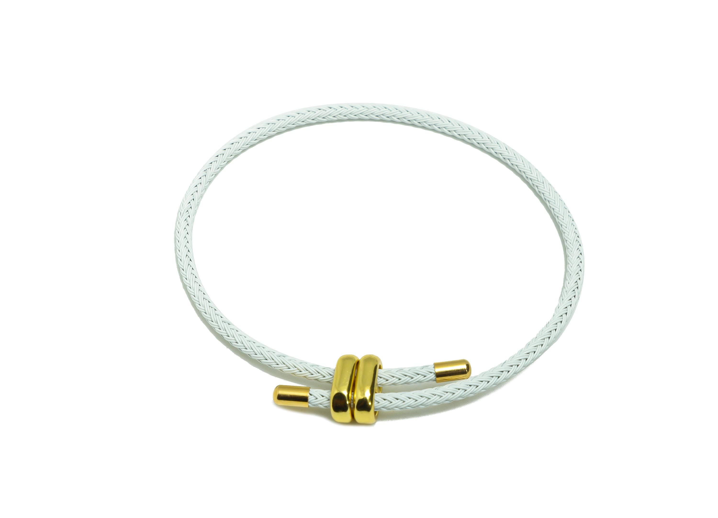 Braided Rope Bracelet With Stainless Steel Clasp - Brass Adjustable Woven Cord Bracelet - Handcrafted Beading Bracelet Making - HM1070D