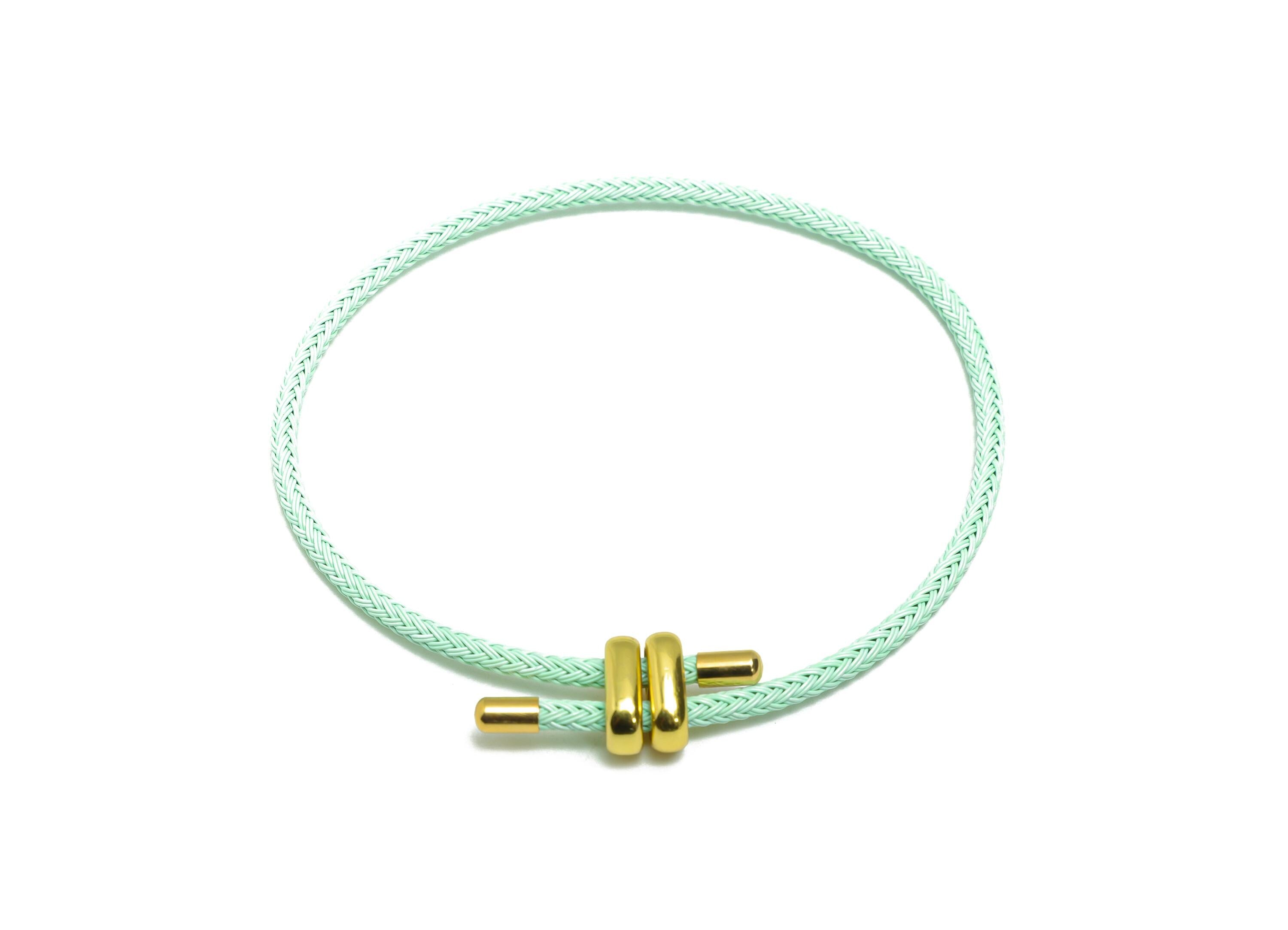 Braided Rope Bracelet With Stainless Steel Clasp - Brass Adjustable Woven Cord Bracelet - Handcrafted Beading Bracelet Making - HM1070E - DOMEDBAZAAR