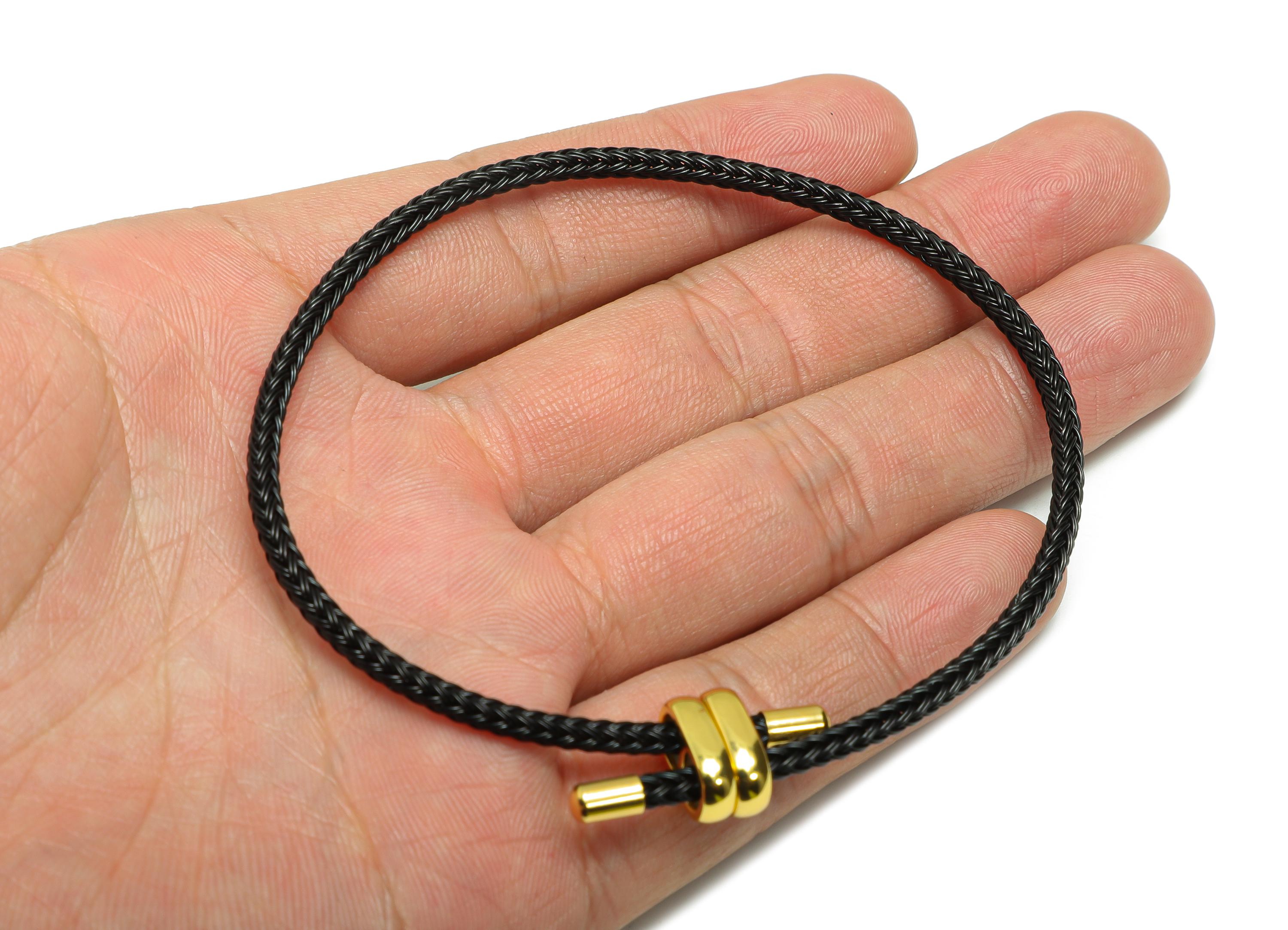 Braided Rope Bracelet Stainless Steel Clasp - Brass Adjustable Woven Cord Bracelet - Minimalist Adjustable Beading Bracelet Making -HM1070H - DOMEDBAZAAR