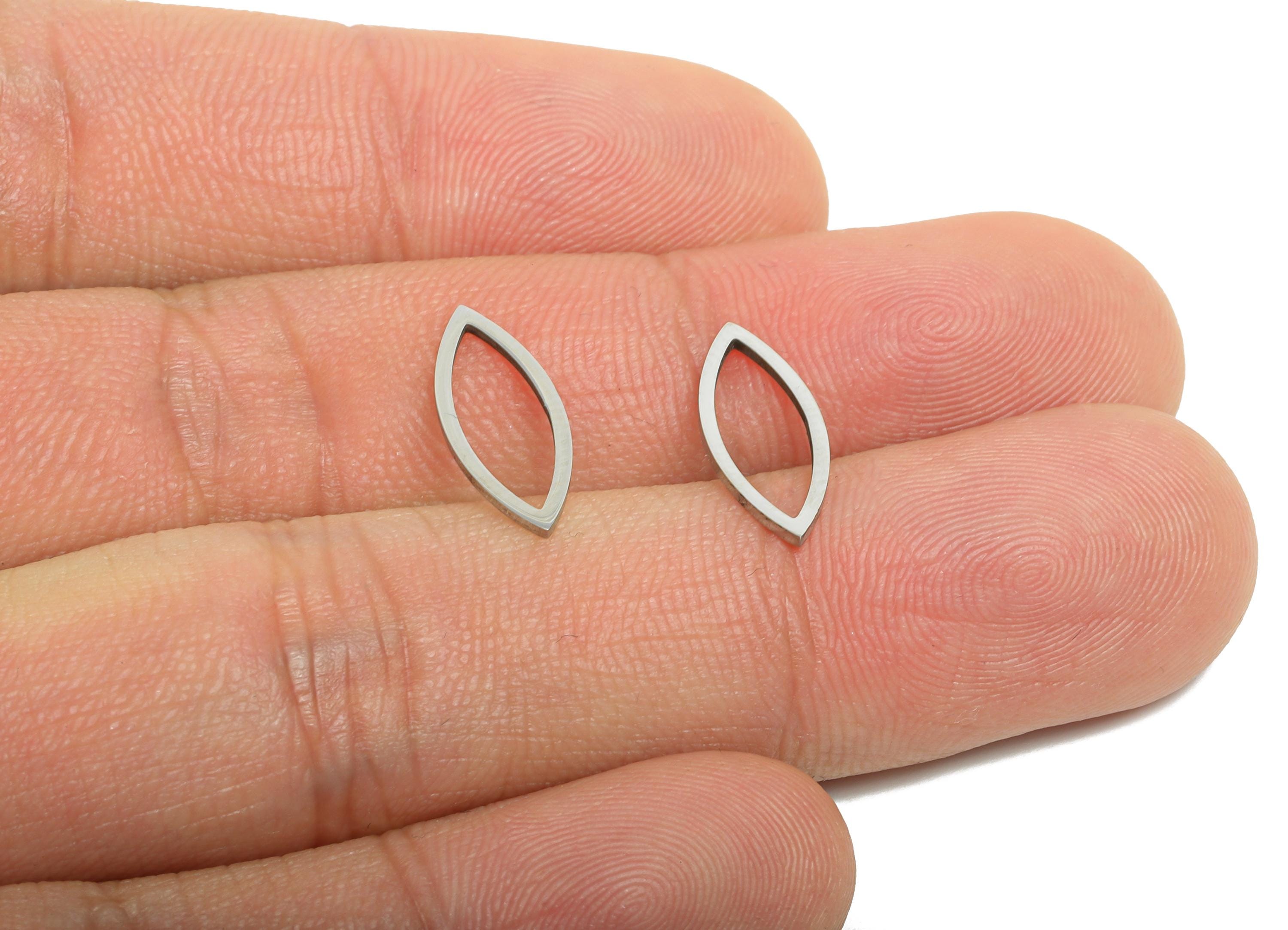 15mm Steel Marquise Ring Earring Charm - Geometric Jewelry Connector for DIY Making - Hollow Metal DIY Jewelry - 15.67x6.5x0.8mm - SS2696 - DOMEDBAZAAR