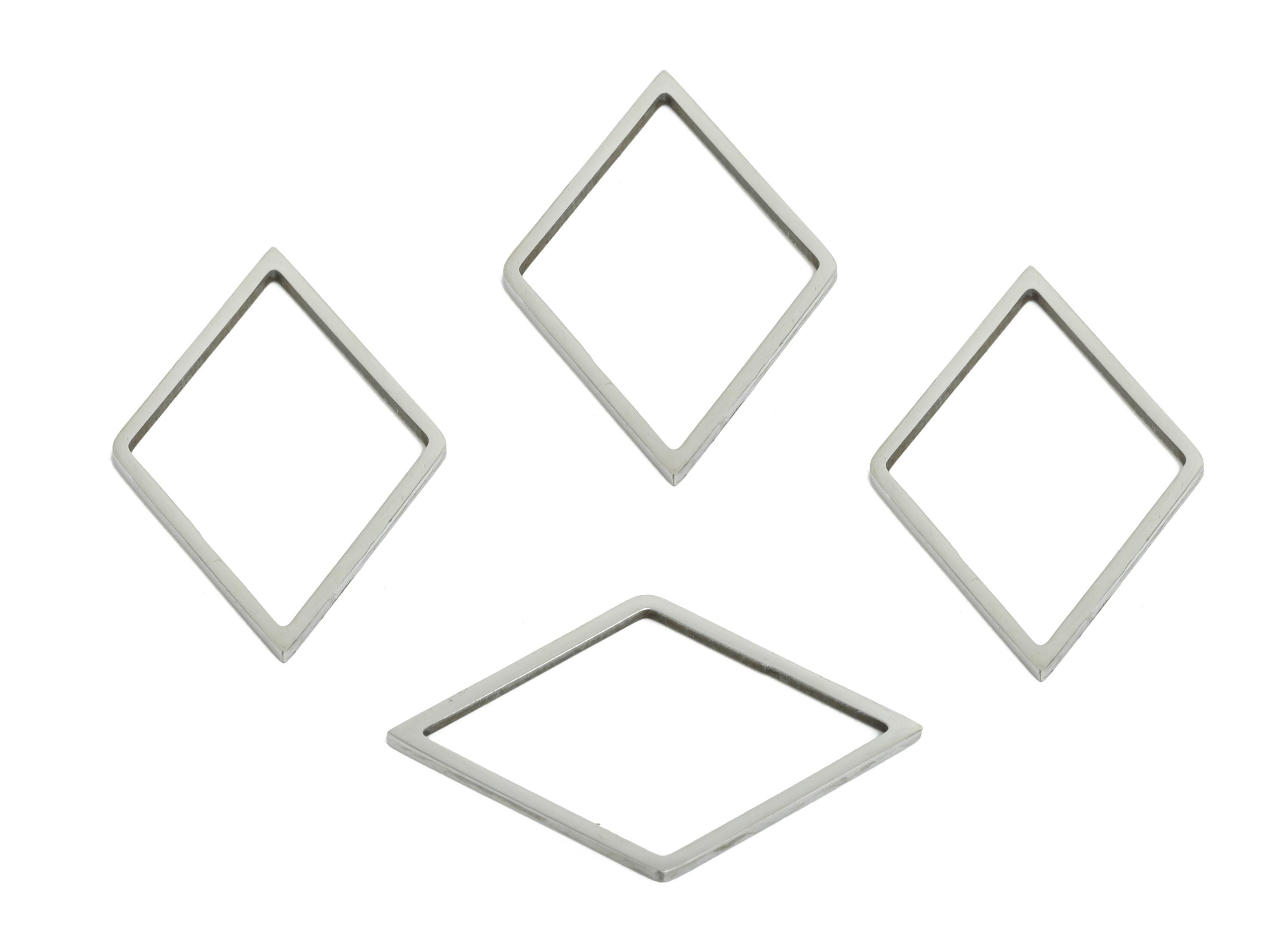 Stainless Steel Diamond Ring Earring Charm - Geometric Jewelry Connector for DIY Making - Hollow Metal DIY Jewelry - 25.6x16.5x0.8mm -SS2704 - DOMEDBAZAAR