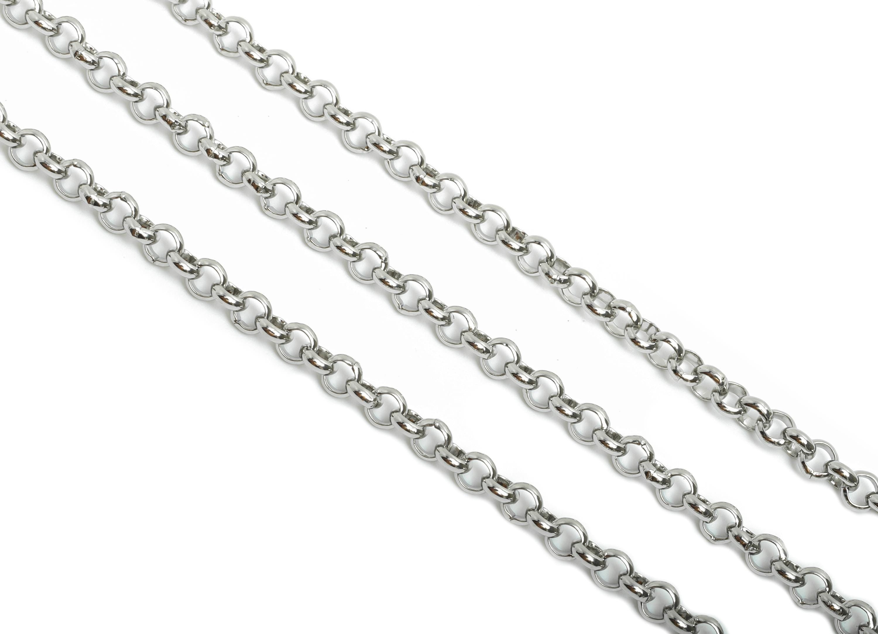 Steel Round Rolo Chain - 304 Stainless Steel - Metal Link Chain for Bracelet or Necklace - DIY Jewelry Making - Soldered Link Chain - SS2659