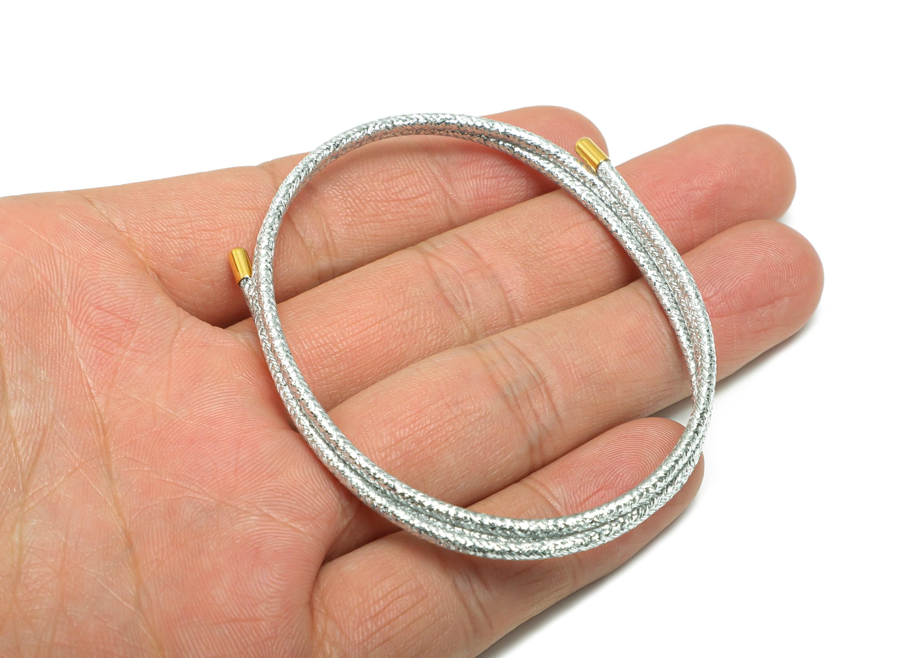 52cm Magnetic Rope Bracelet - Brass Adjustable Handmade Magnetic Rope Jewelry - Modern Unisex Silver Magnetic Rope Necklace Making - HM1068H - DOMEDBAZAAR