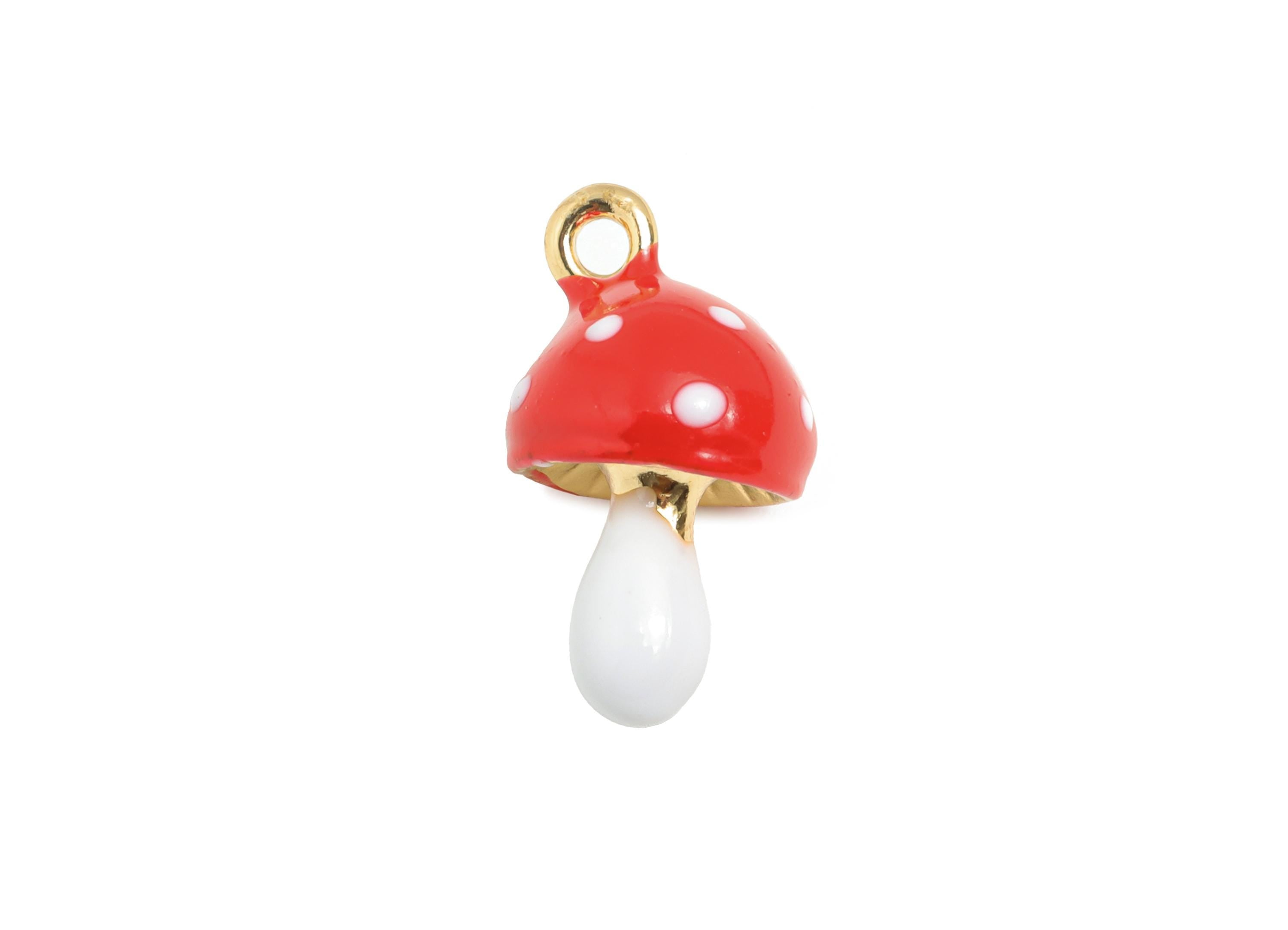 Alloy Mushroom Charms - Refined Enamel Charms for Bracelet - Fun Mushroom Design - DIY Enamel Jewelry Accessories - 15x8.35x8mm - ZZ2112