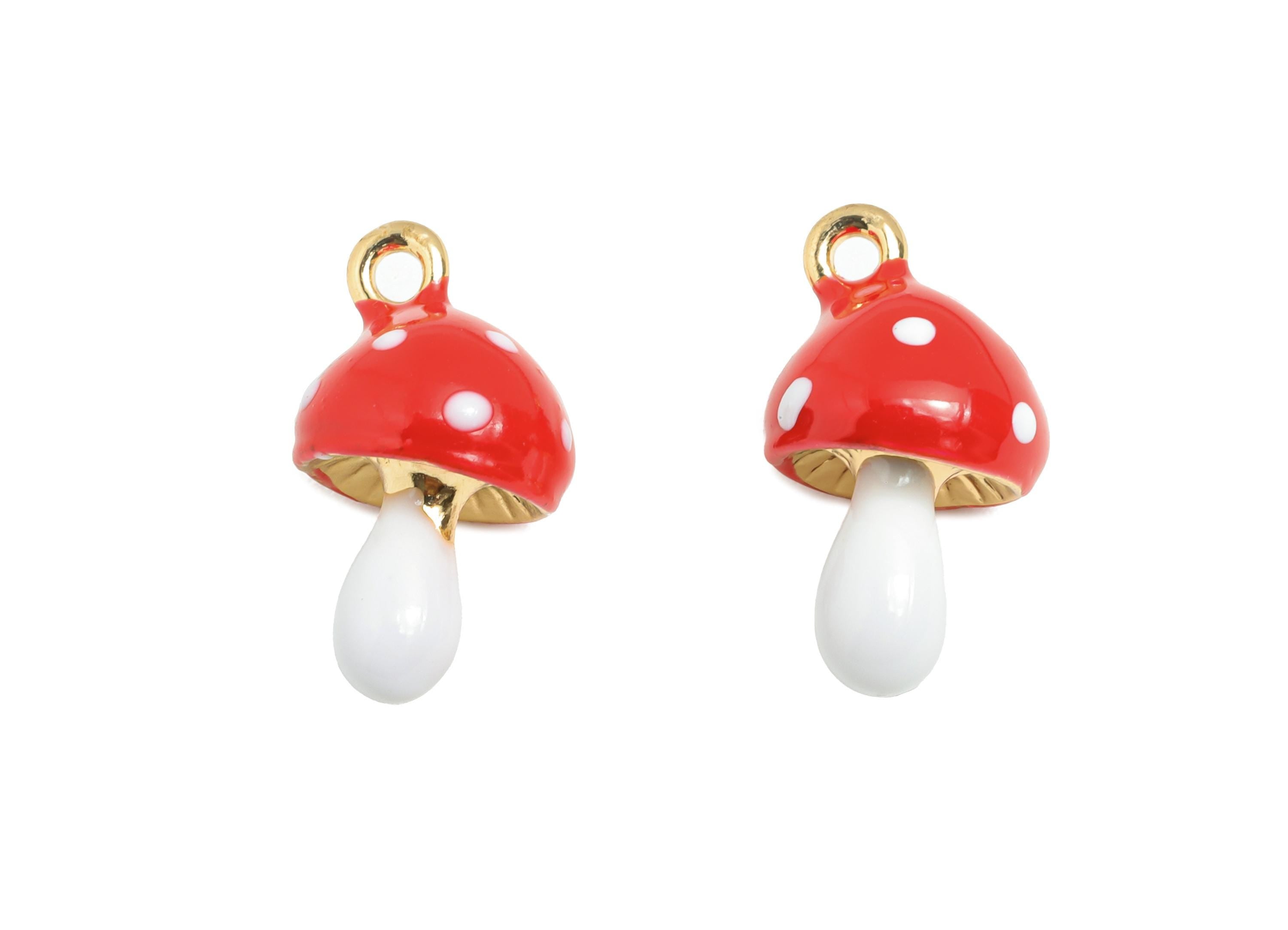 Alloy Mushroom Charms - Refined Enamel Charms for Bracelet - Fun Mushroom Design - DIY Enamel Jewelry Accessories - 15x8.35x8mm - ZZ2112