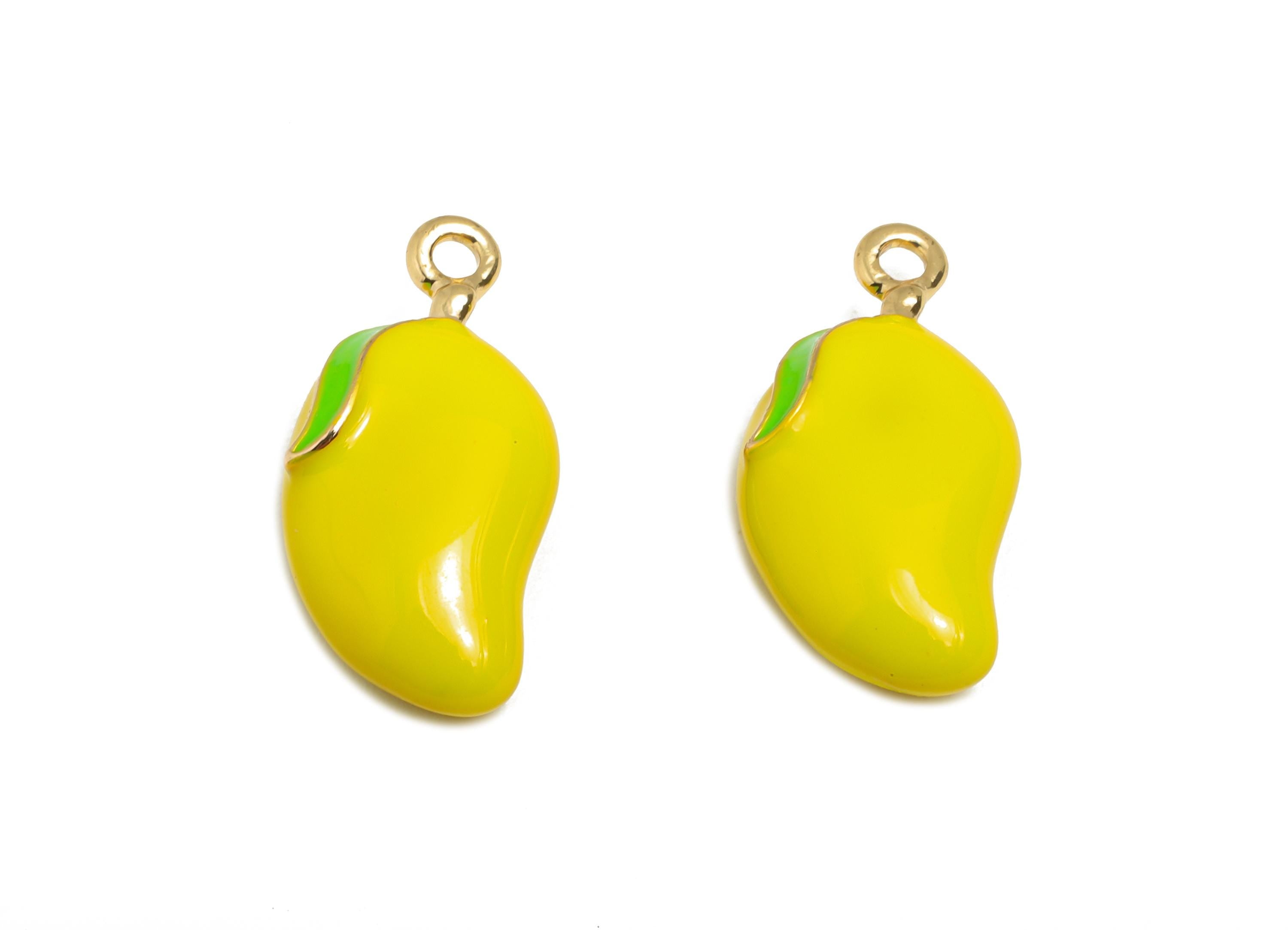 Alloy Mango Charms - Enamel Mango Bracelet Charms - Alloy Tropical Fruit Pendant - Jewelry Making Supplies - 19.94x9.87x5.69mm - ZZ2131