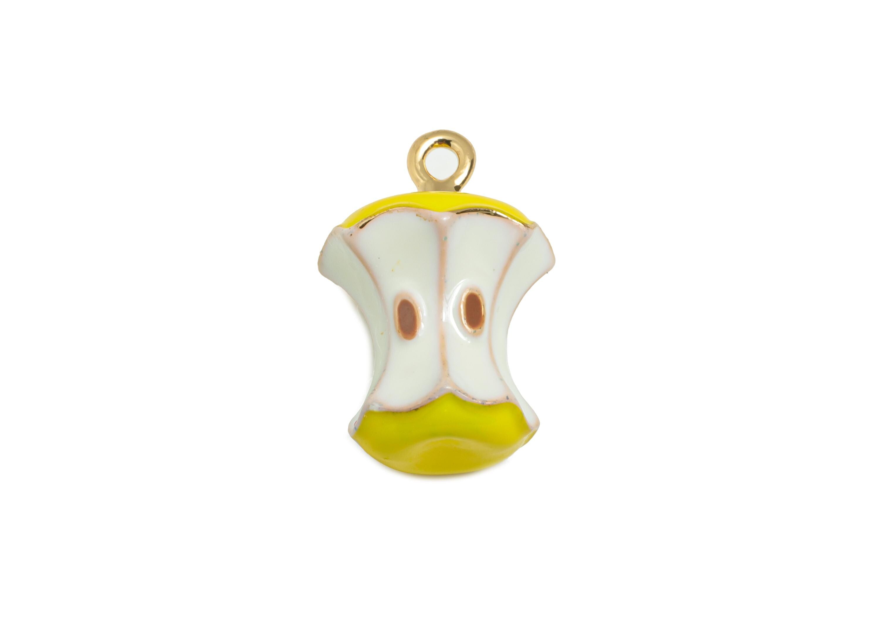 Alloy Apple Core Charm - Handmade Enamel Apple Bracelet Charm - Fun Alloy Nature-Inspired Fruit Pendant - Jewelry DIY - 15.5x10x9mm - ZZ2113