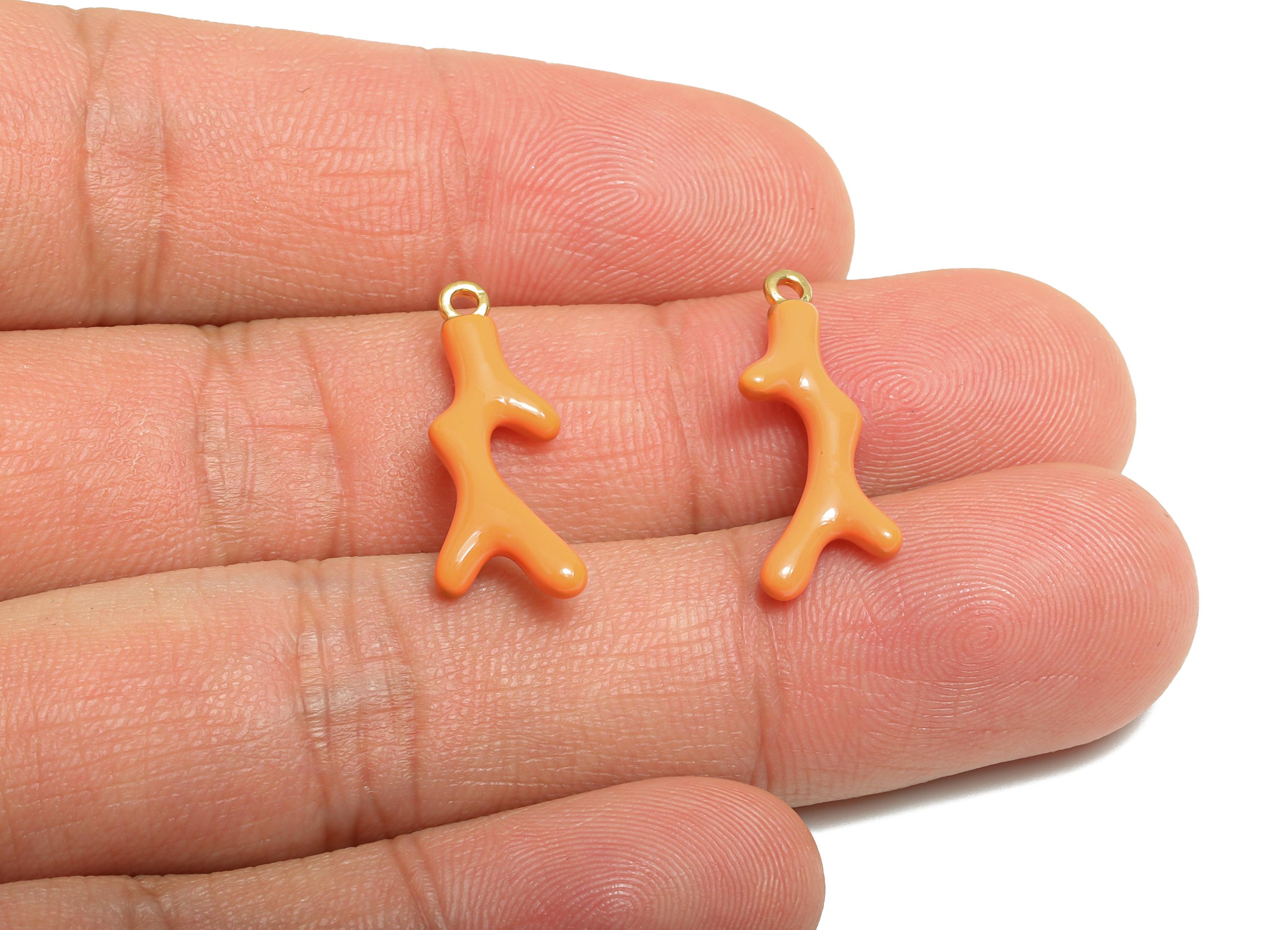 Alloy Coral Charm - Enamel Marine Life Bracelet Charm - Minimalist Coral Design - Alloy Craft Pendant - Jewelry Making - 23x8x2.9mm - ZZ2104