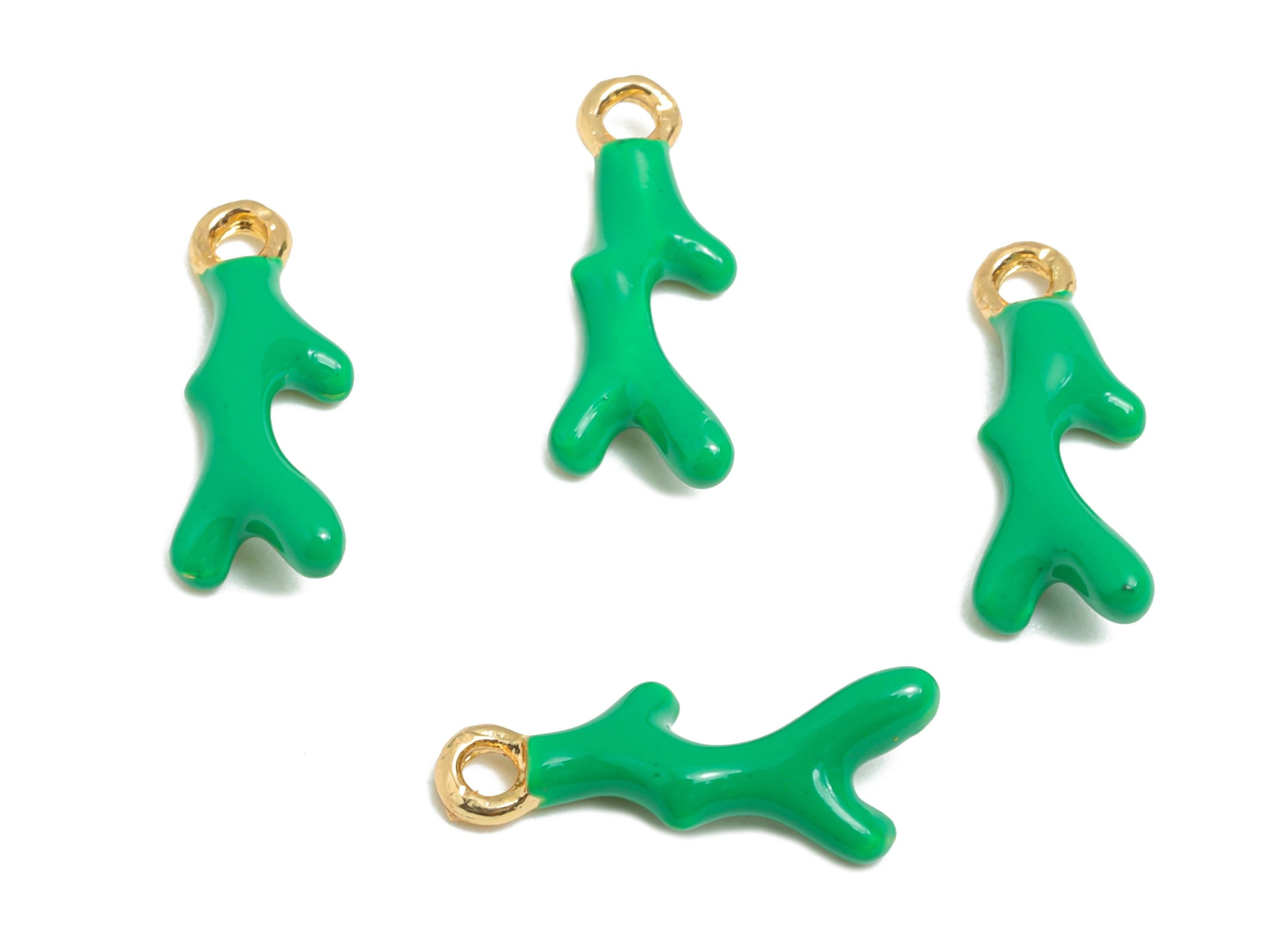 Alloy Coral Charm - Enamel Marine Life Bracelet Charm - Minimalist Coral Design - Alloy Craft Pendant - Jewelry Making - 14.5x5x2mm - ZZ2102