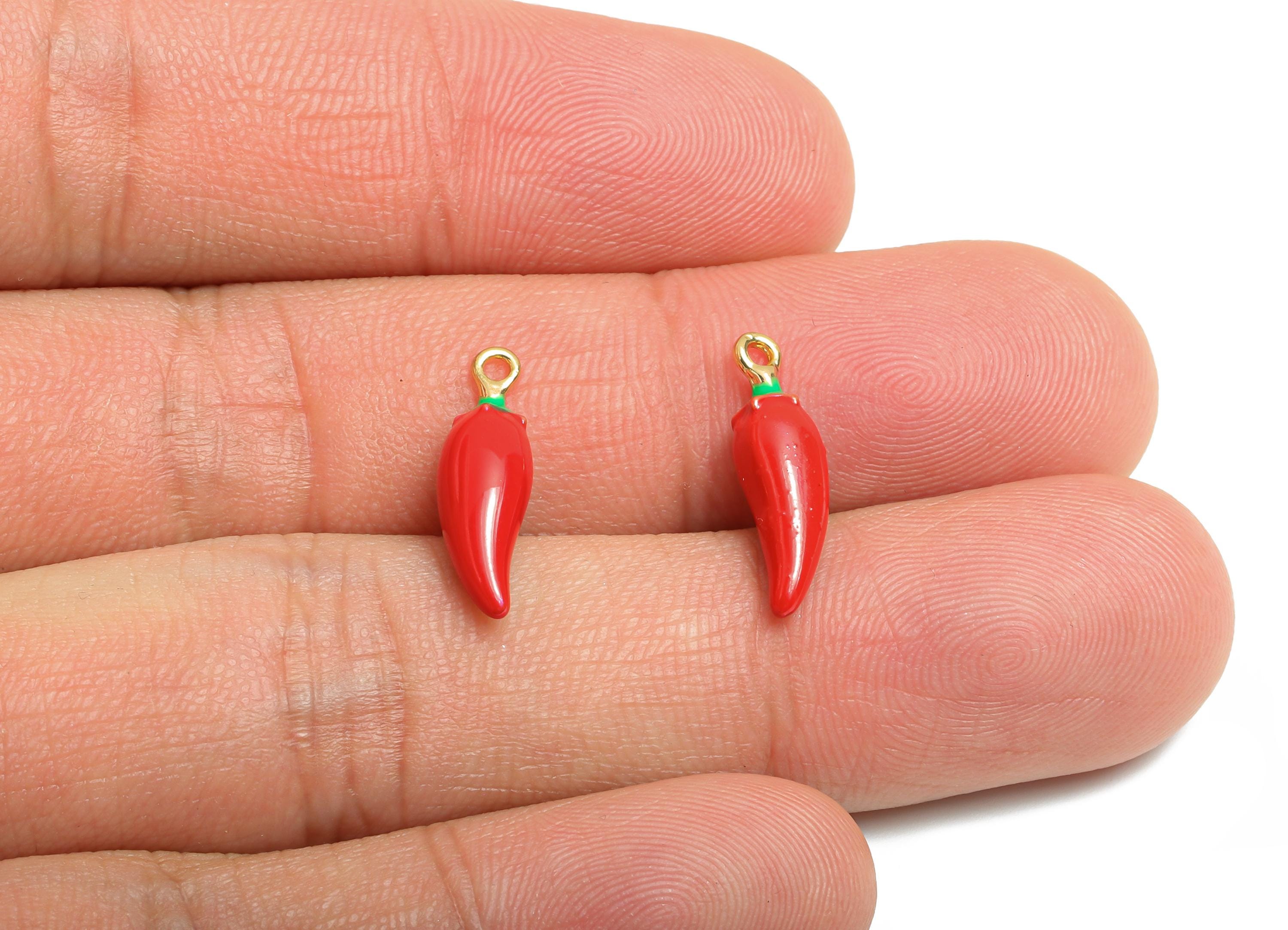Alloy Chili Charms - Enamel Chili Bracelet Charms - Statement Alloy Vegetable Pendant - Jewelry Making Supplies - 17.8x4.9x5.2mm - ZZ2109