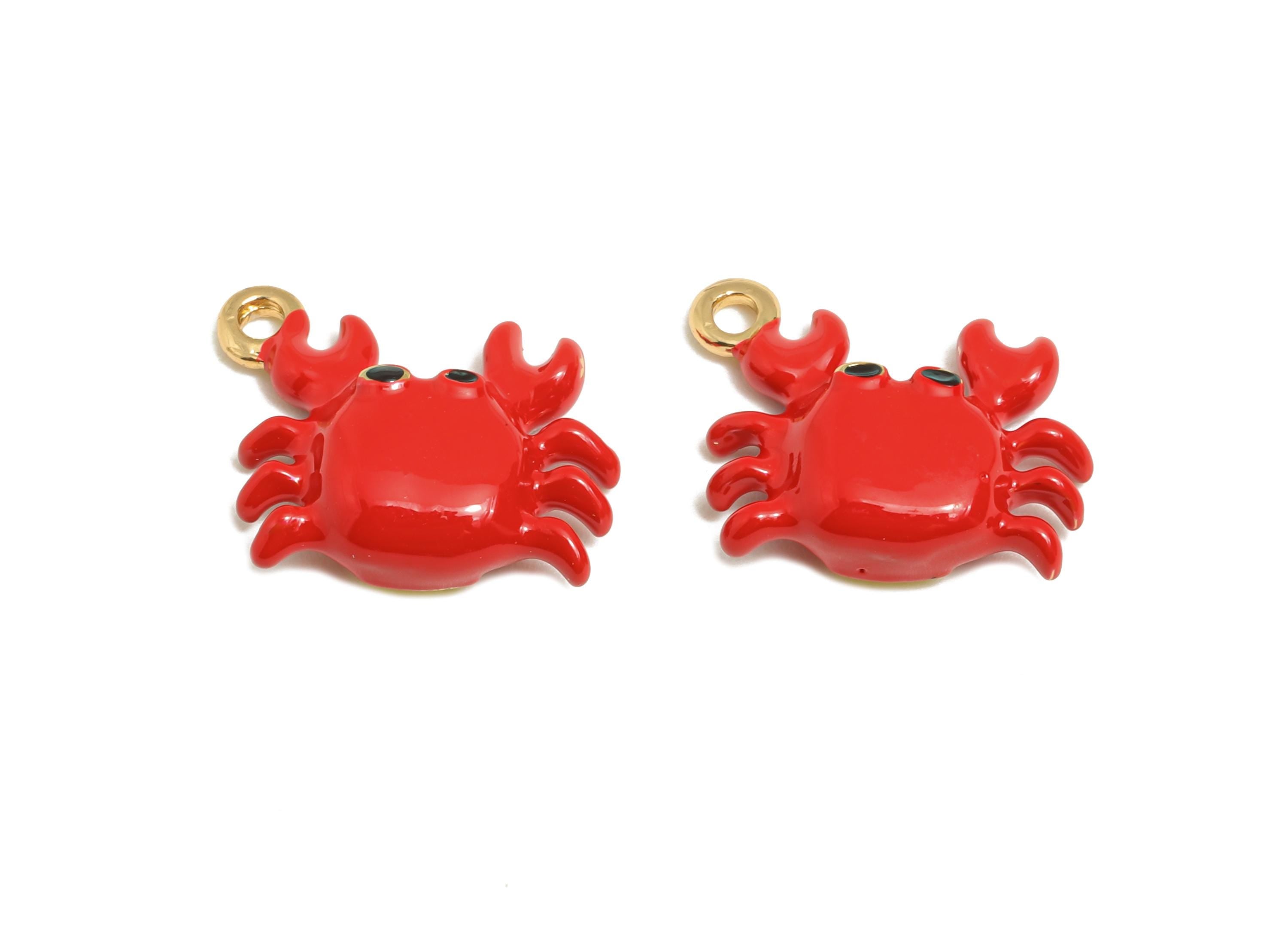 Alloy Crab Charms - Enamel Marine Life Bracelet Charm - Funny Crab Design - Alloy Craft Pendant - Jewelry Making - 11.6x13.8x4.37mm - ZZ2120