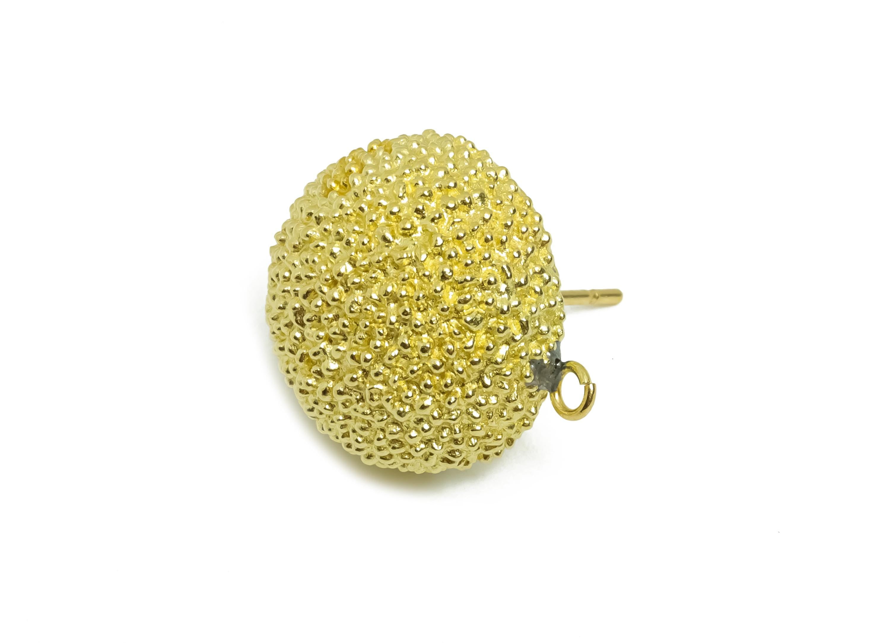 Brass Dome Stud Earring - Textured Earring With Loop - Modern Domed Earring Stud - Everyday Earring - DIY Dangle Stud - 16x14x1mm - PP11250 - DOMEDBAZAAR