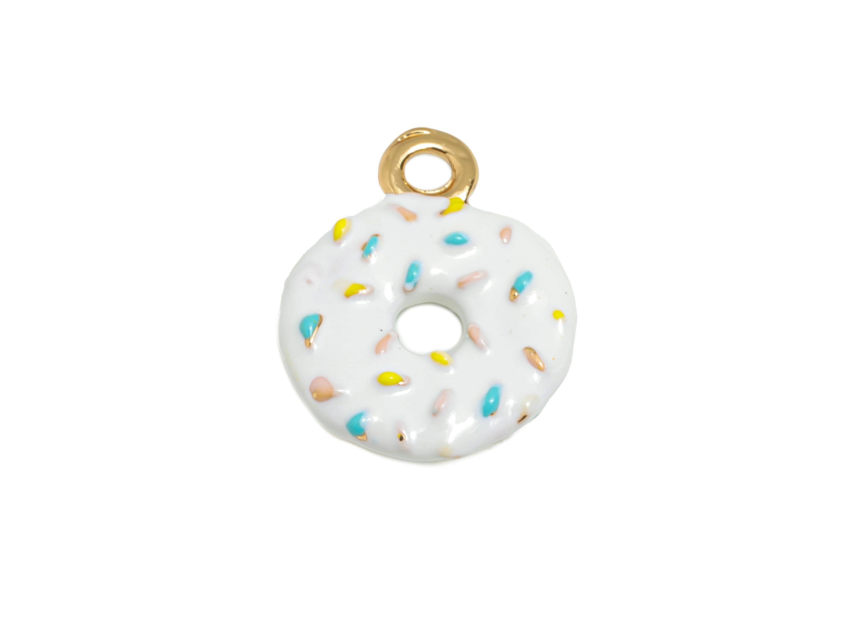 Alloy Donut Charms - Enamel Sweet Pendant - Kawaii Donut Charms - Miniature Dessert Charm - Whimsical Donut Jewelry - 14x11x2.9mm - ZZ2127