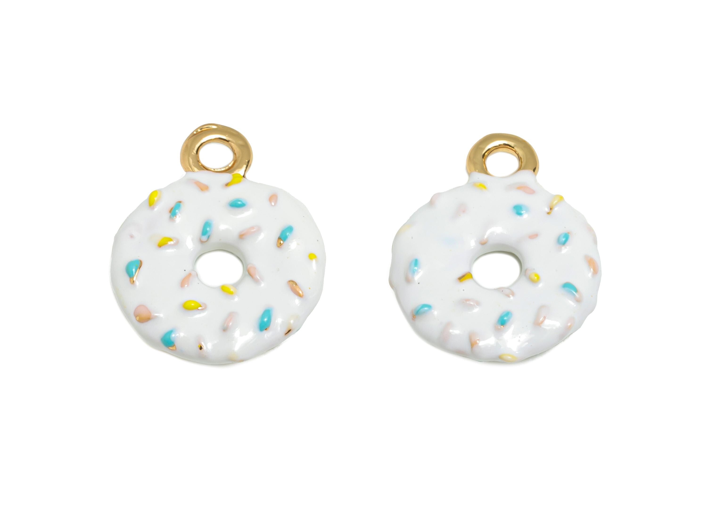 Alloy Donut Charms - Enamel Sweet Pendant - Kawaii Donut Charms - Miniature Dessert Charm - Whimsical Donut Jewelry - 14x11x2.9mm - ZZ2127
