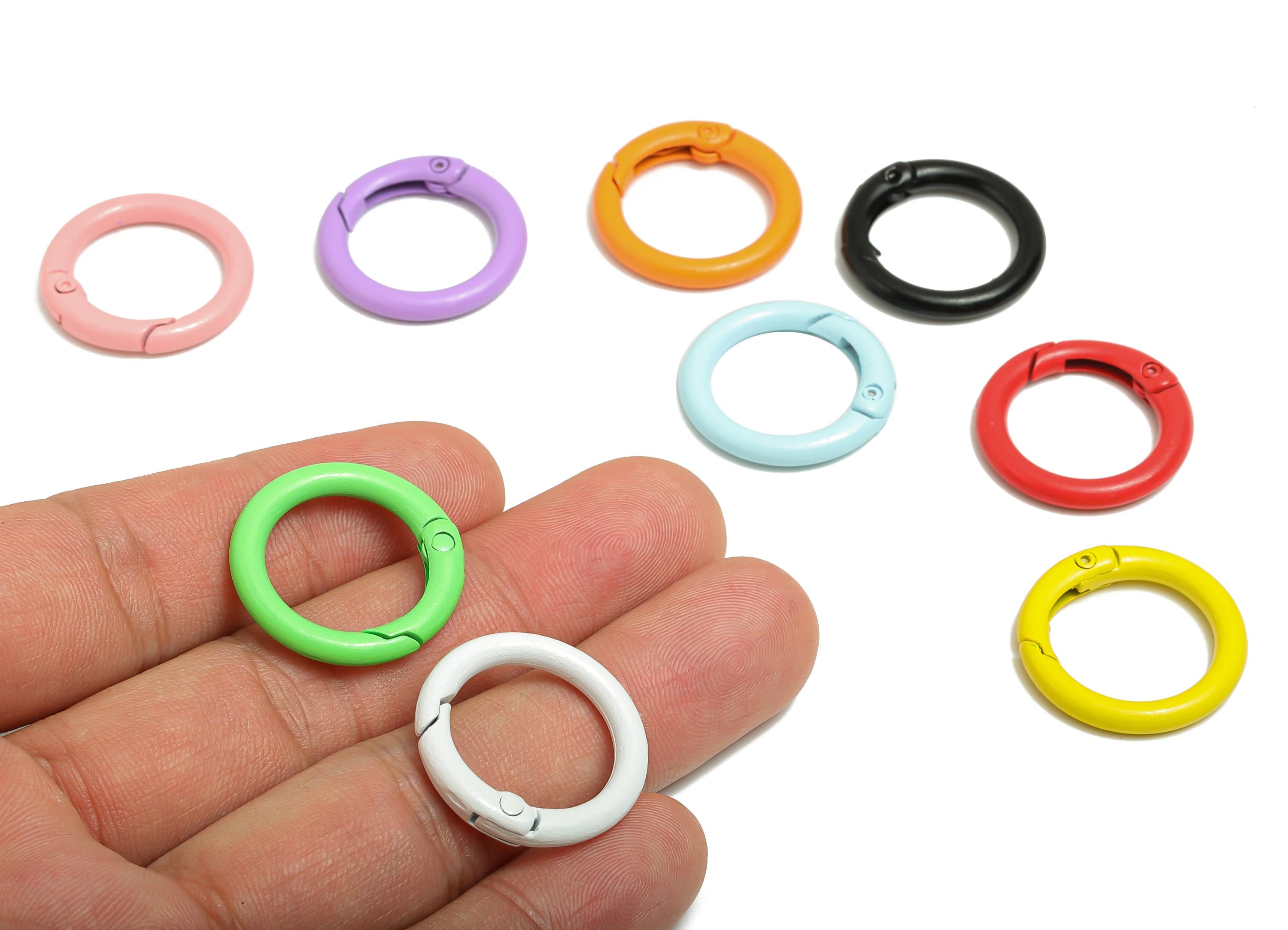 Alloy Round Spring Clips - Colorful Spray Paint Metal Buckle Rings - Decorative Key Rings - Push Gate Snap Key Ring - 23.5x23x3.5mm - ZZ2053 - DOMEDBAZAAR