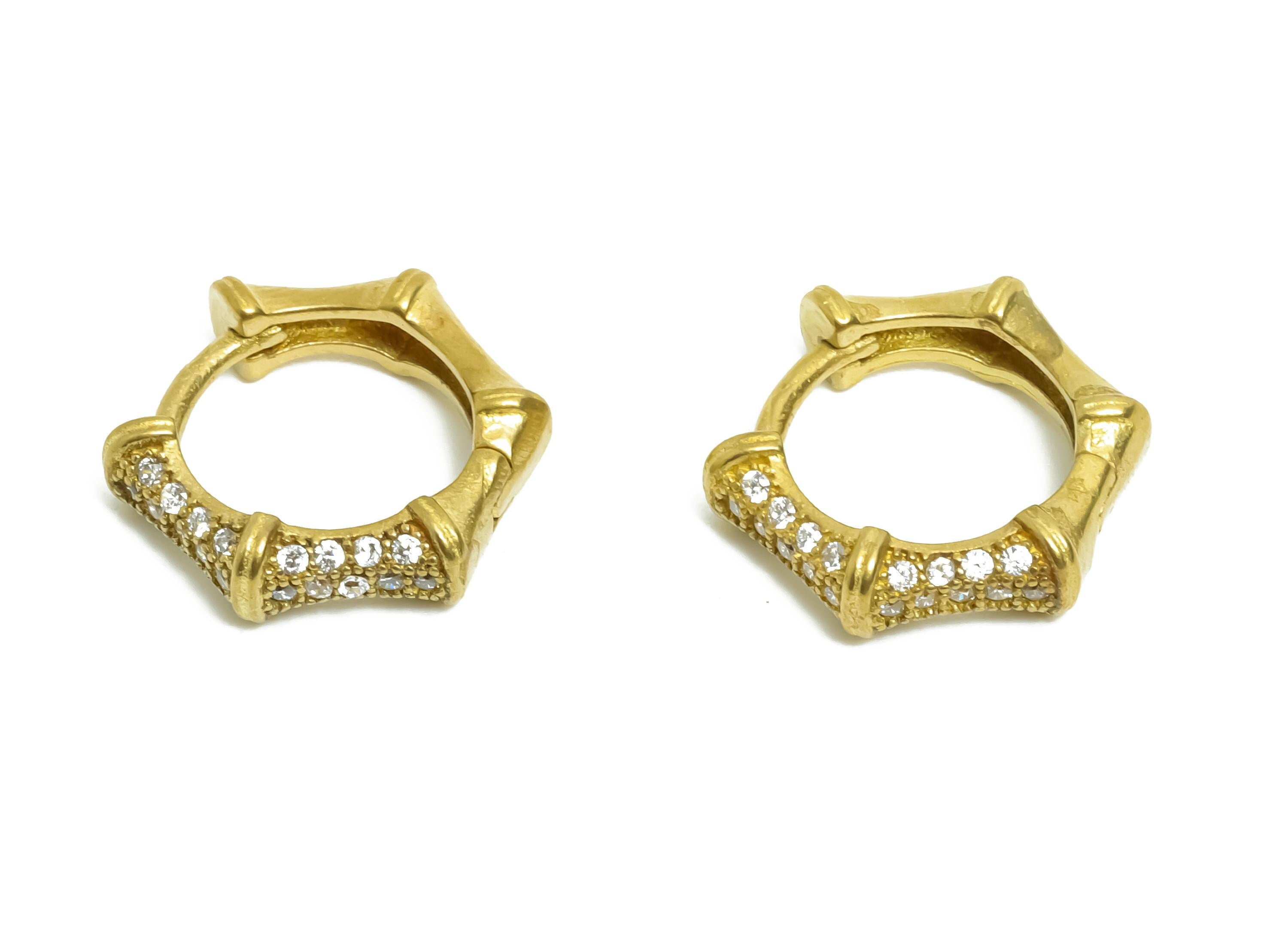 Brass CZ Huggie Hoop Earring - Raw Brass Geometric Zircon Earrings - Modern Huggie Hoop Clasp - Jewelry Supplies - 12.44x12x3.83mm - PP11337 - DOMEDBAZAAR