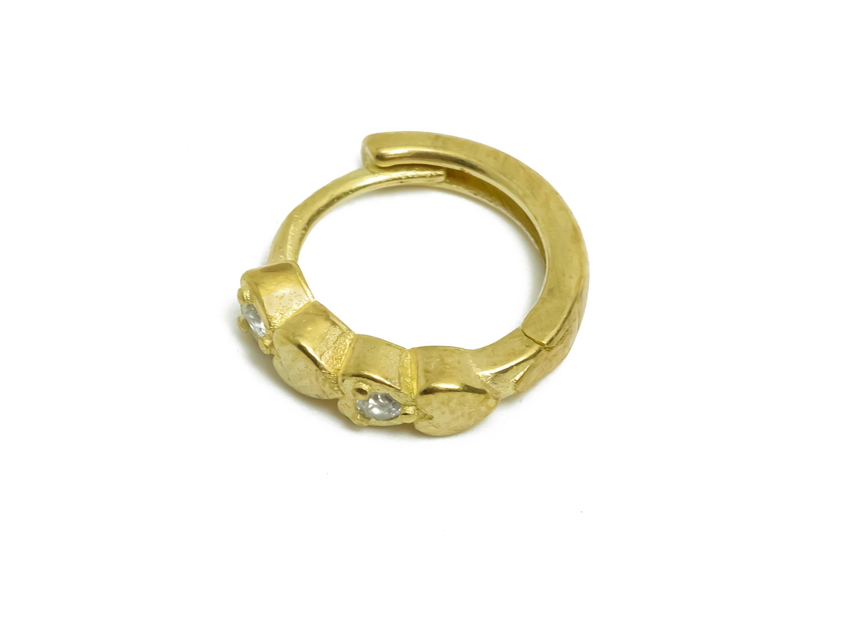 Brass CZ Heart Huggie Hoop Earring - Fashion Raw Brass Zircon Earring - Modern Huggie Hoop Clasp - Jewelry Finding - 13.7x12.3x3mm - PP11335 - DOMEDBAZAAR